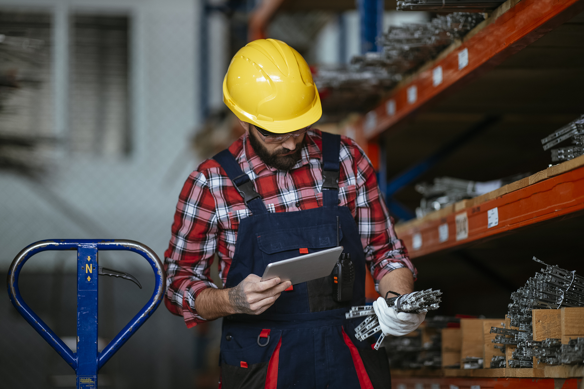 factory worker in warehouse stock photo