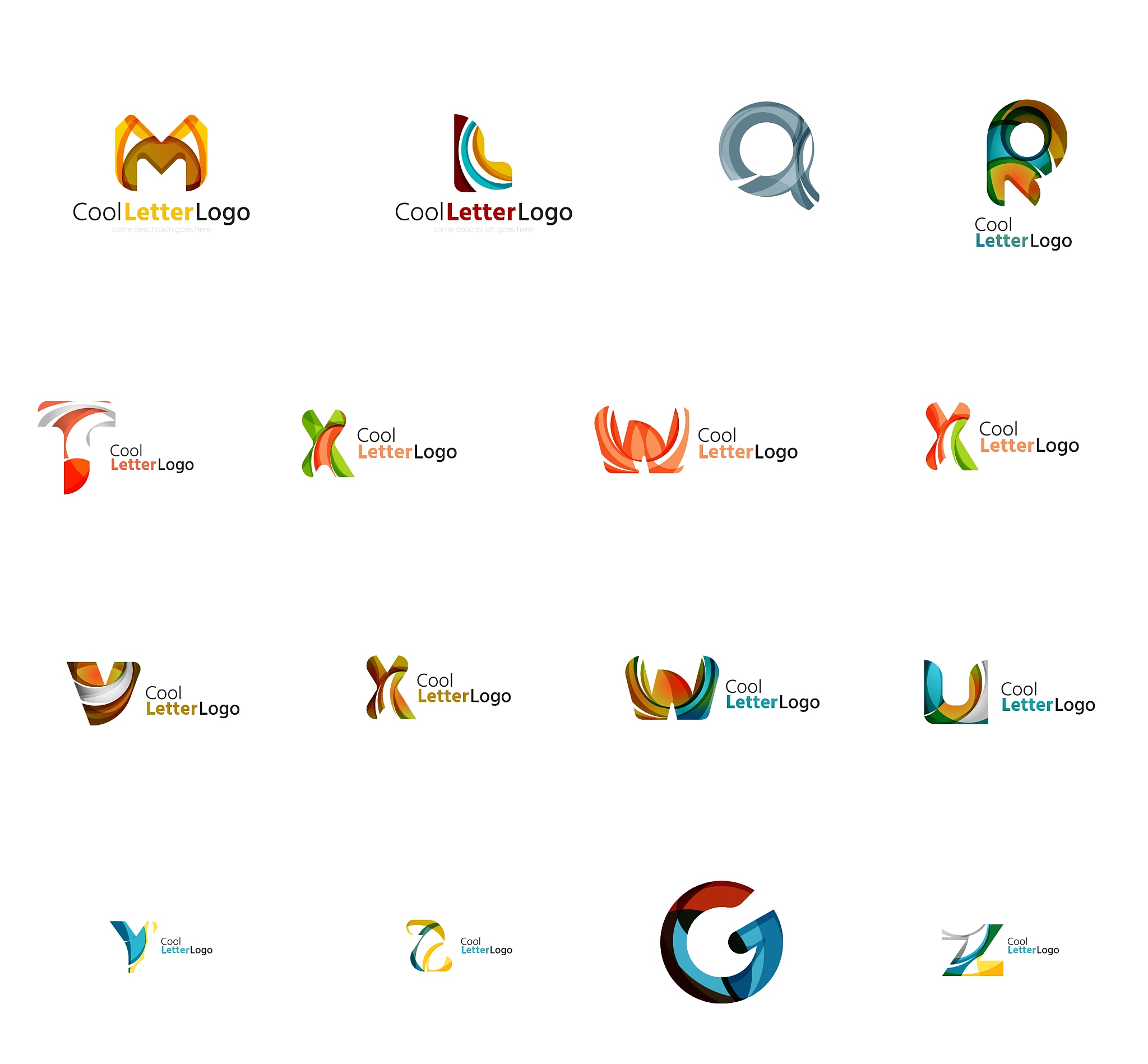 set of universal company logo ideas business icon
