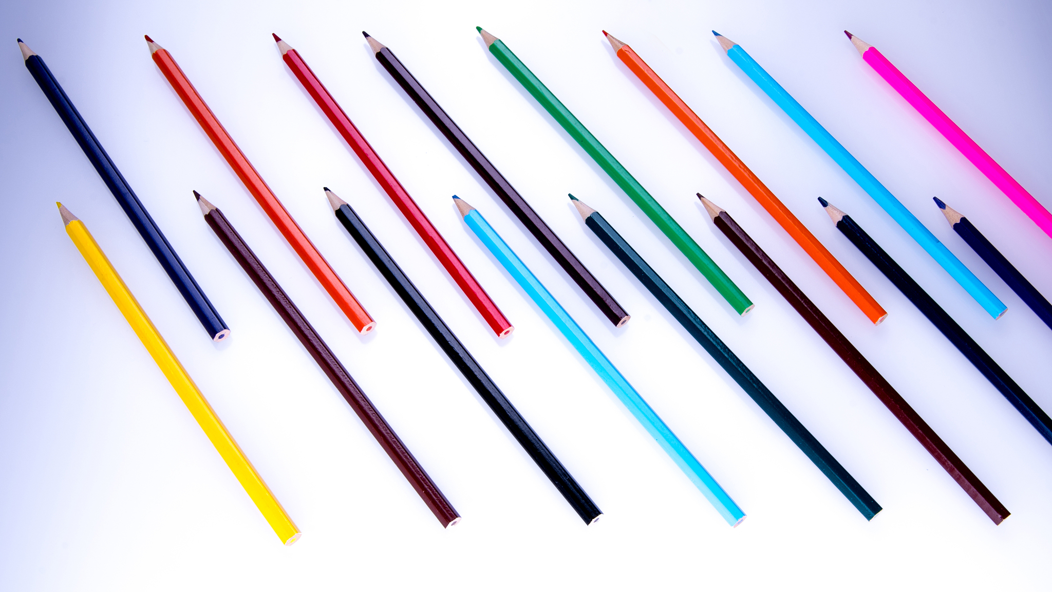 colored pencils on a white background, copy space, isolated, clo
