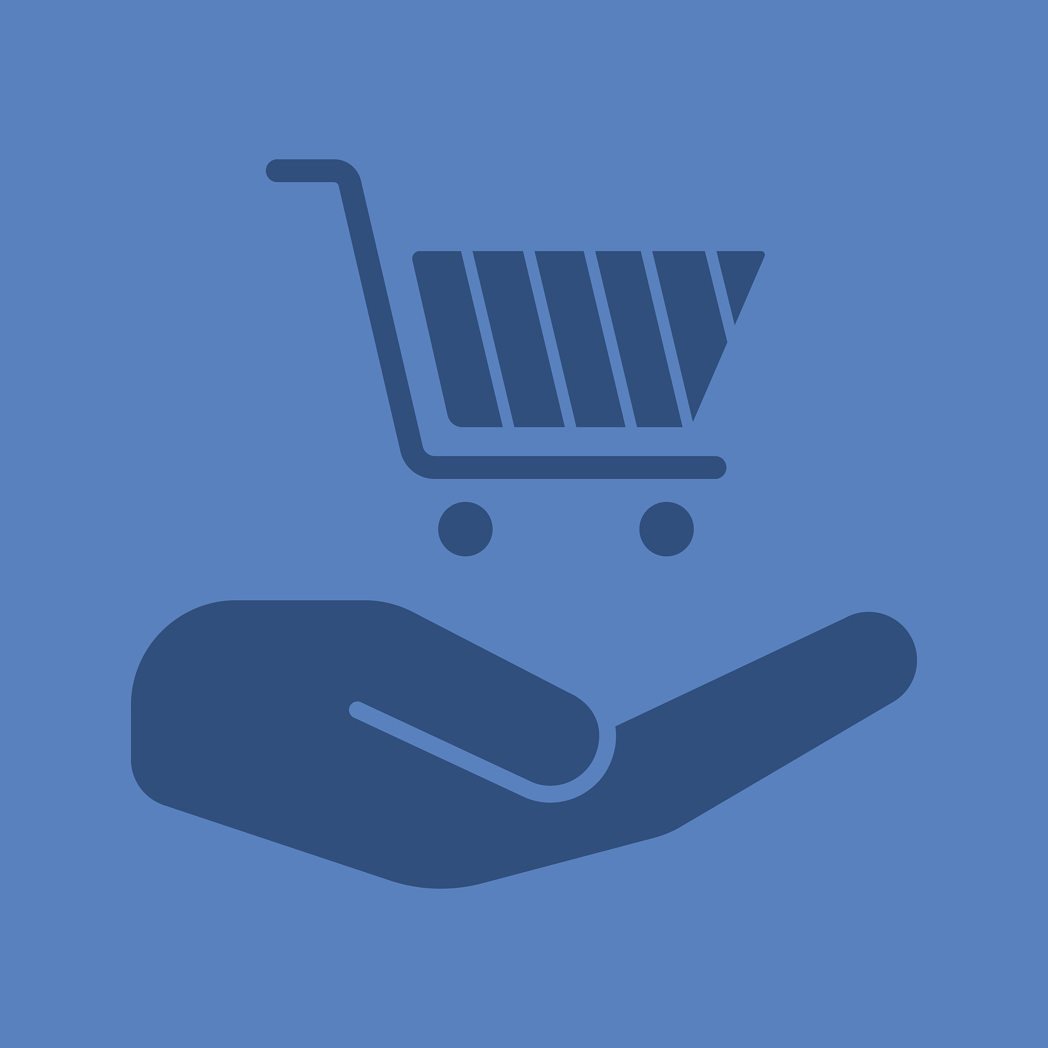 open hand with shopping cart icon