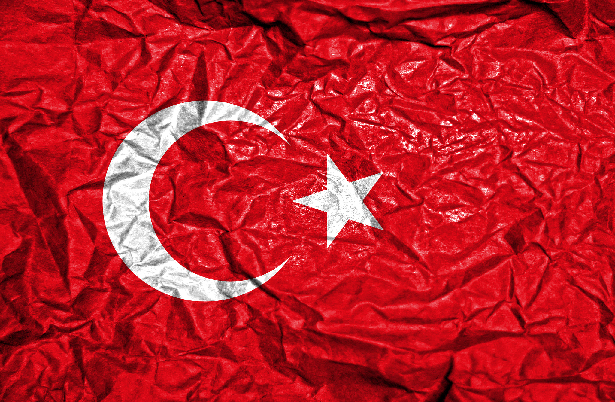 turkey vintage flag on old crumpled paper background