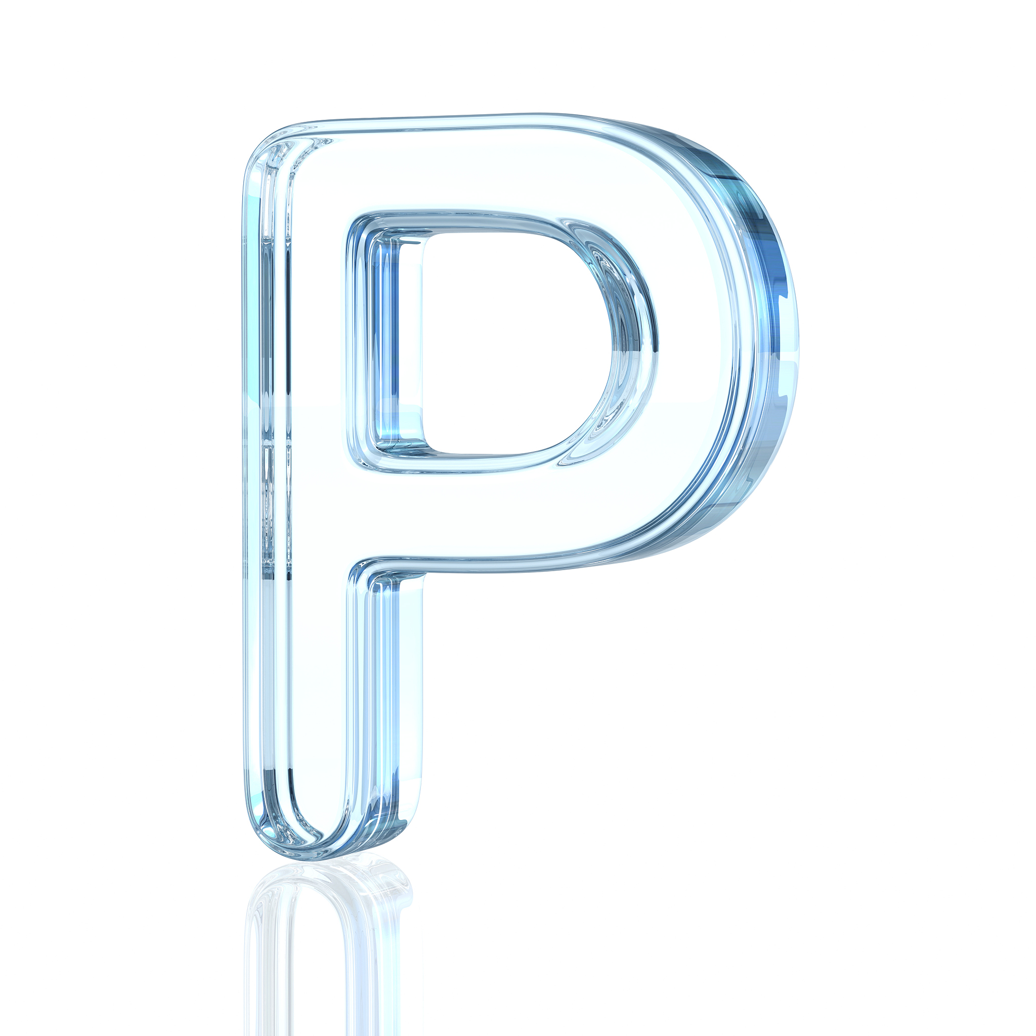 glass alphabet letter p