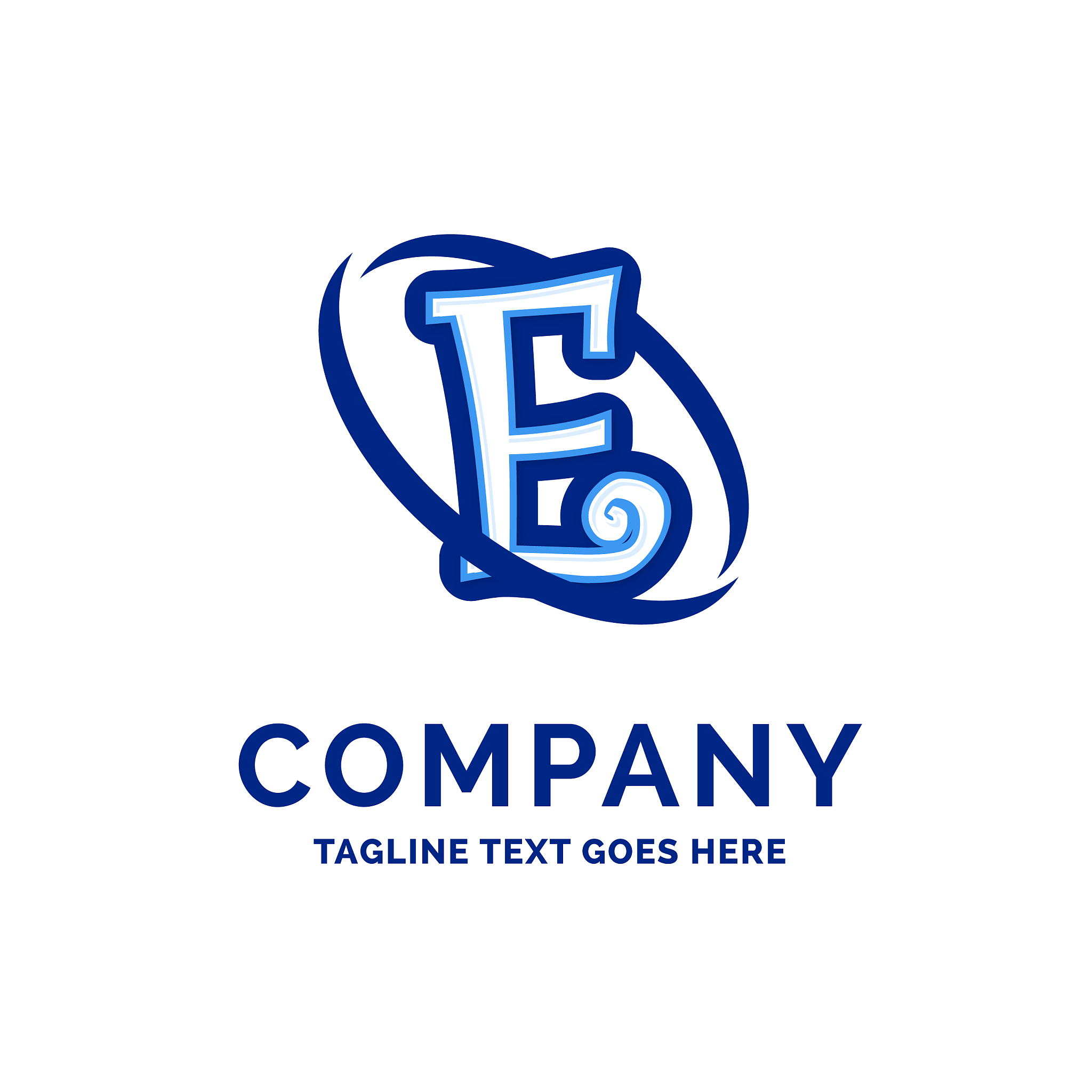 e company name design blue logo design