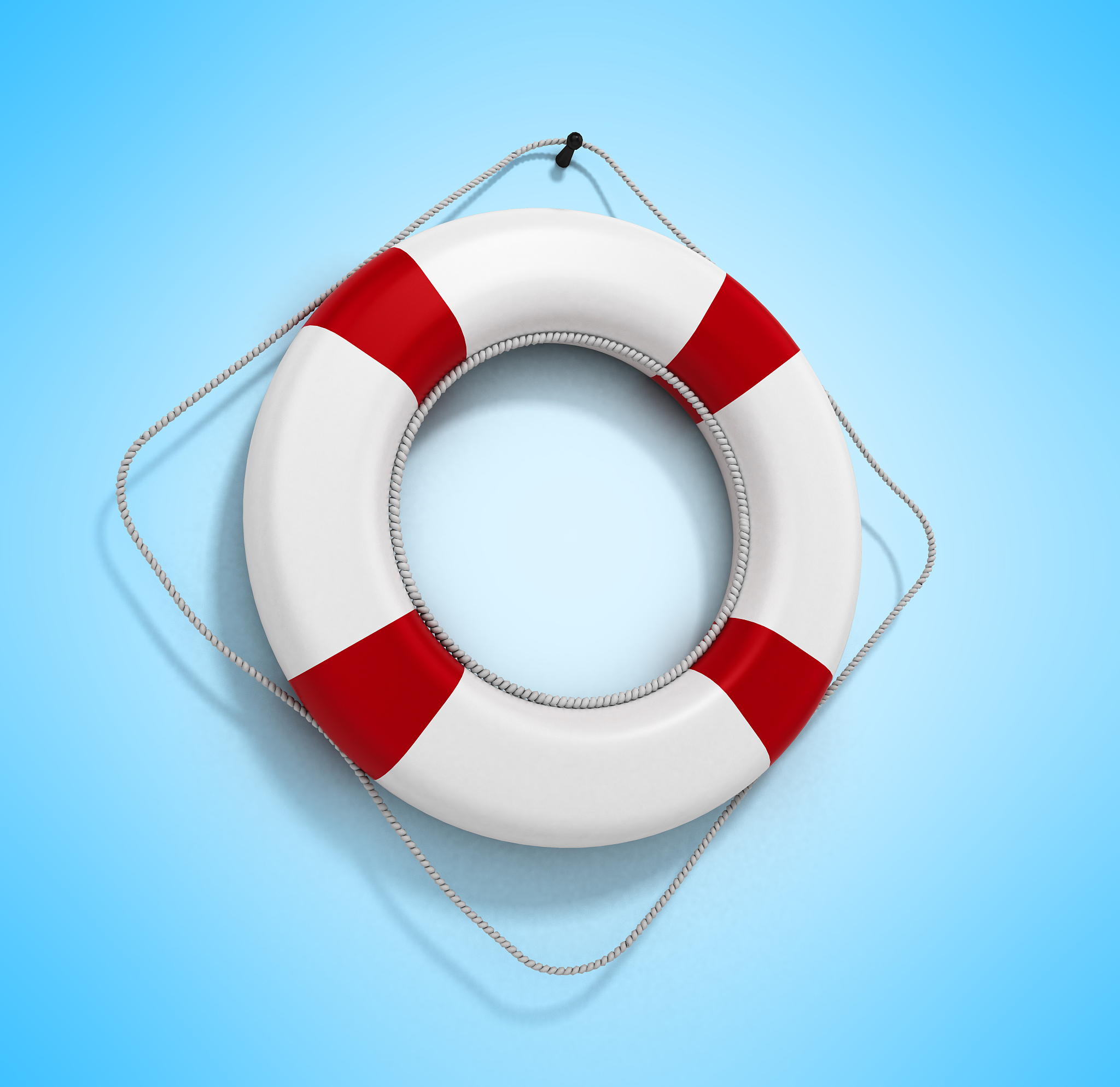 lifebuoy 3d render on a gradient background
