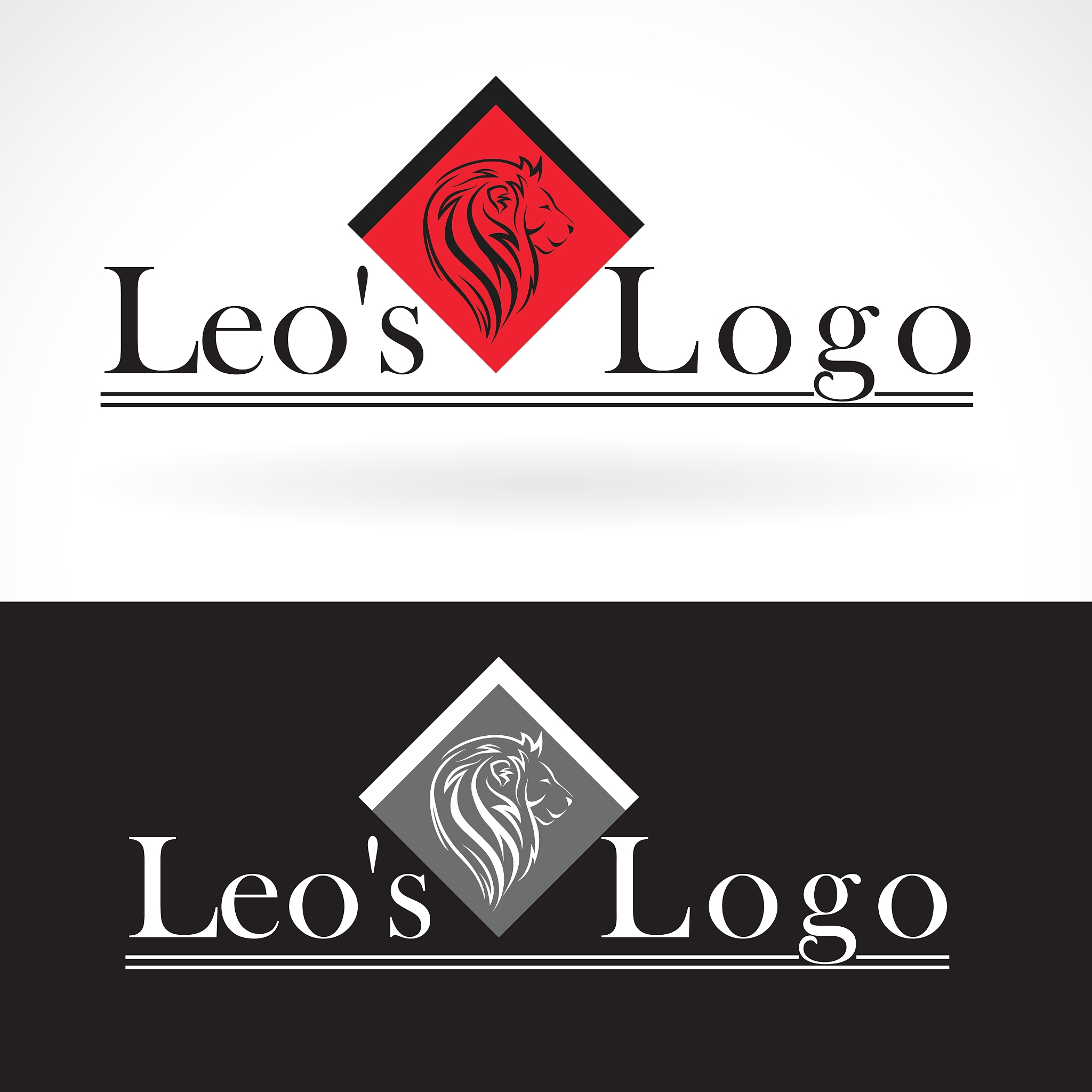 lion head logo design mock up template set