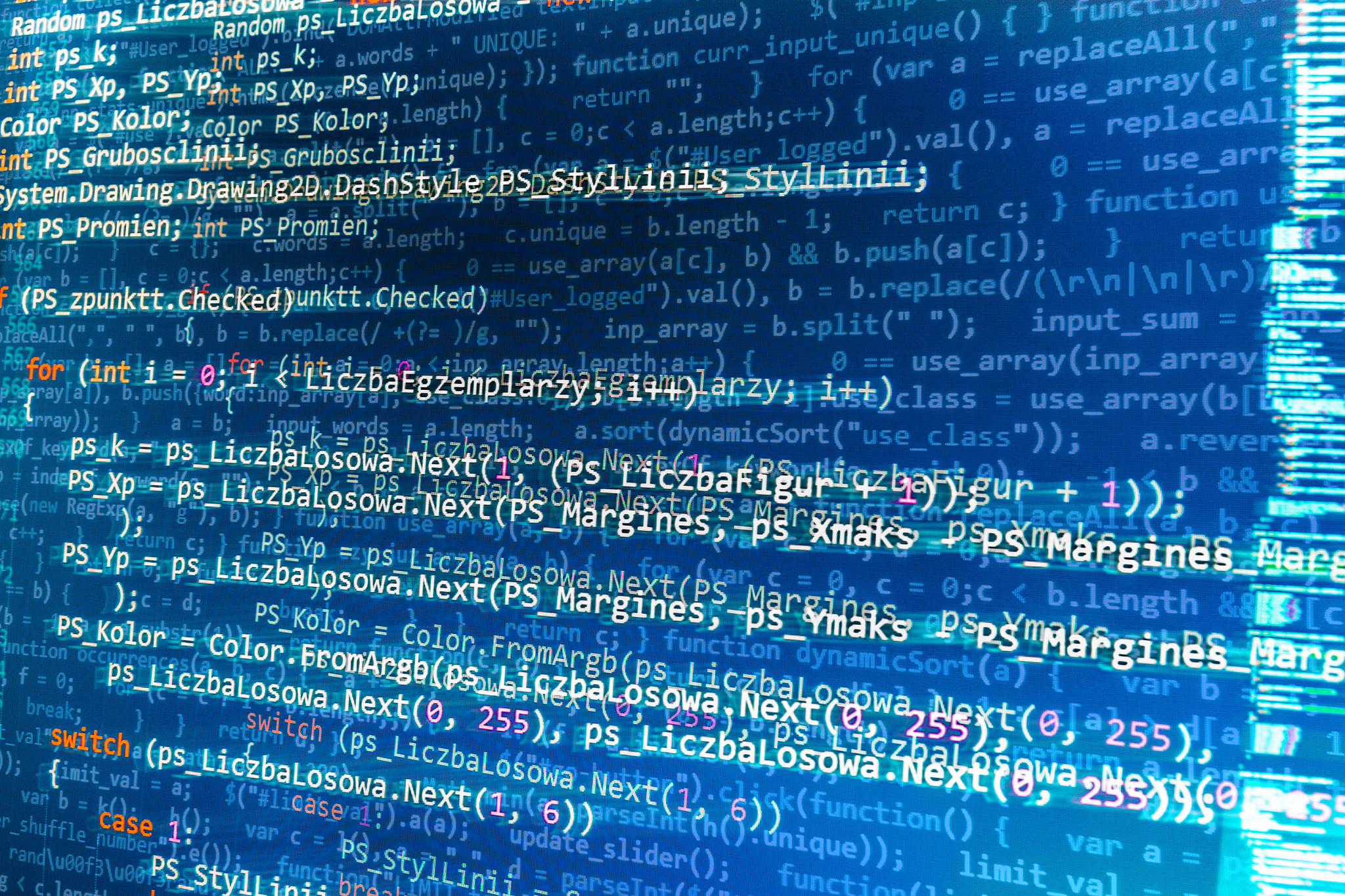 software developer programming code on computer