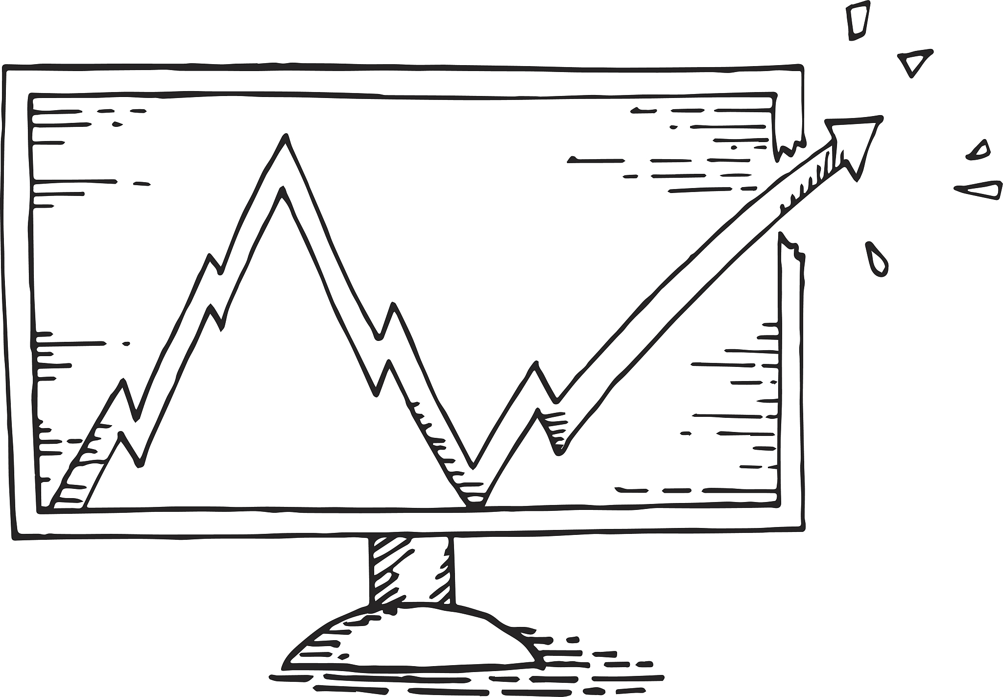 computer hand drawing with stock market