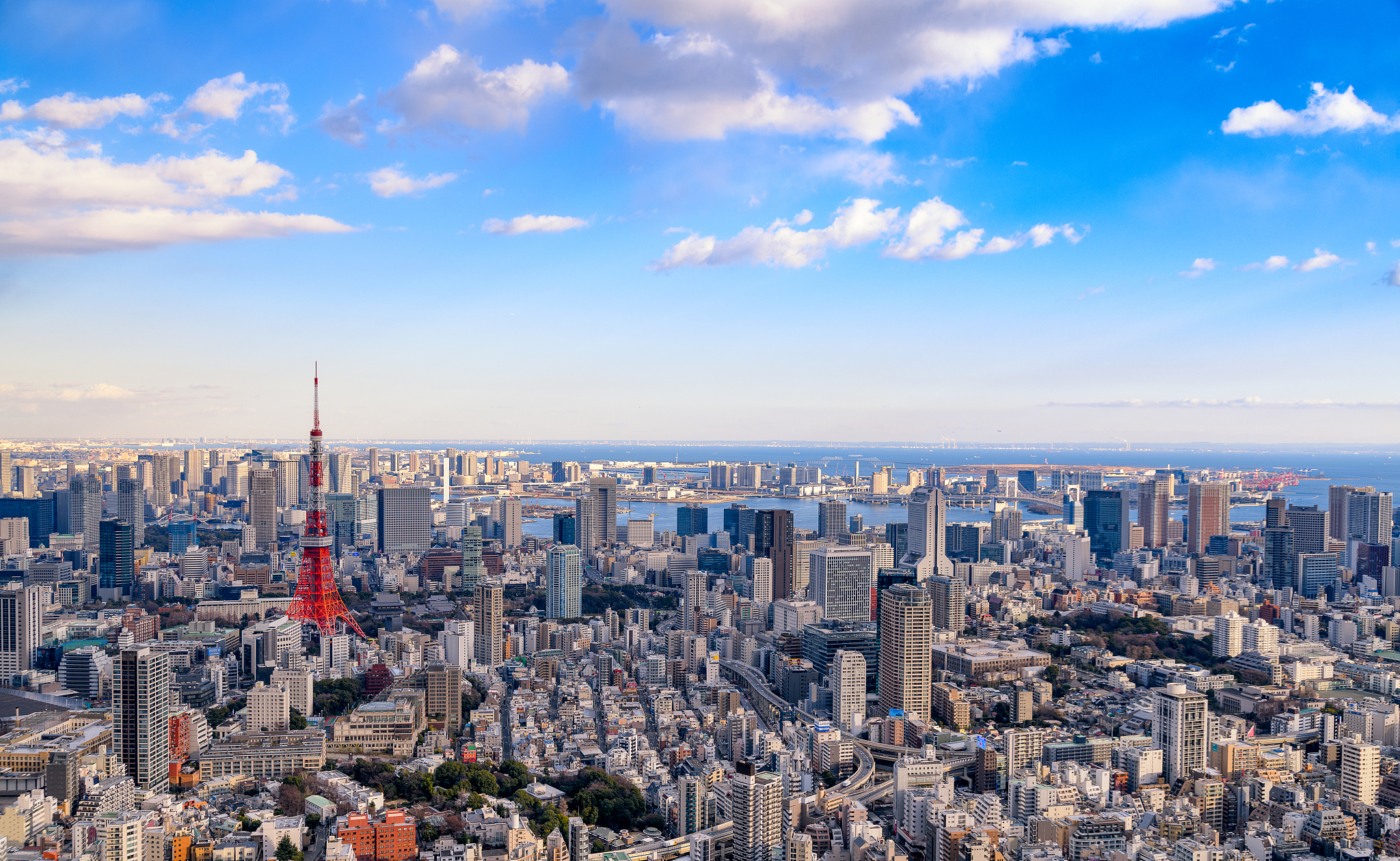 view of tokyo skyline, tokyo, japan.