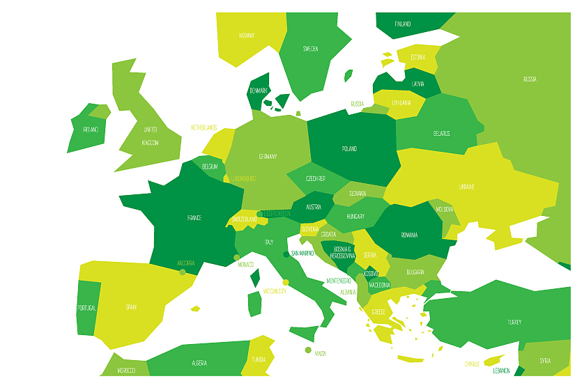 political map of central and southern europe