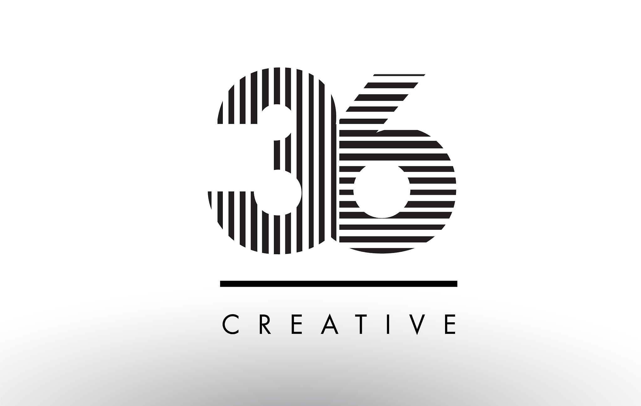 36 black and white lines number logo design