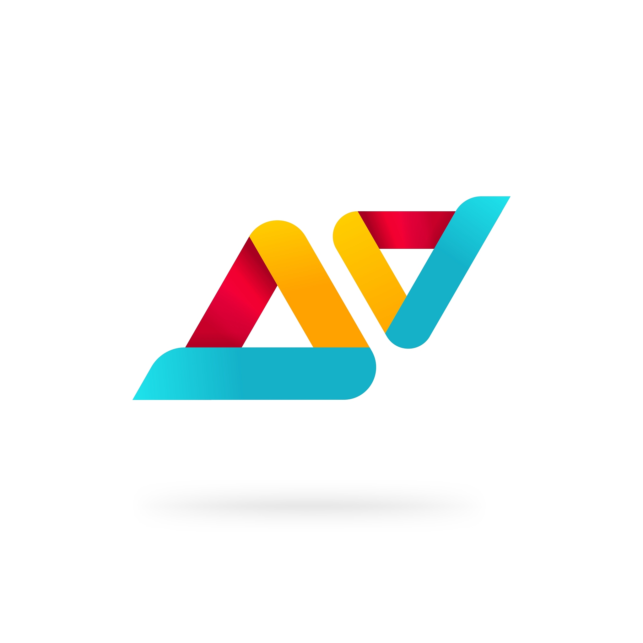abstract two rounded colorful geometric triangles