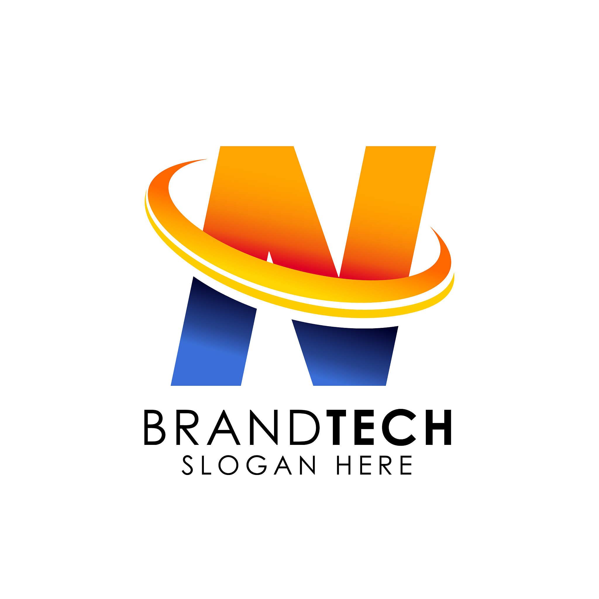 letter n logo design template digital technology