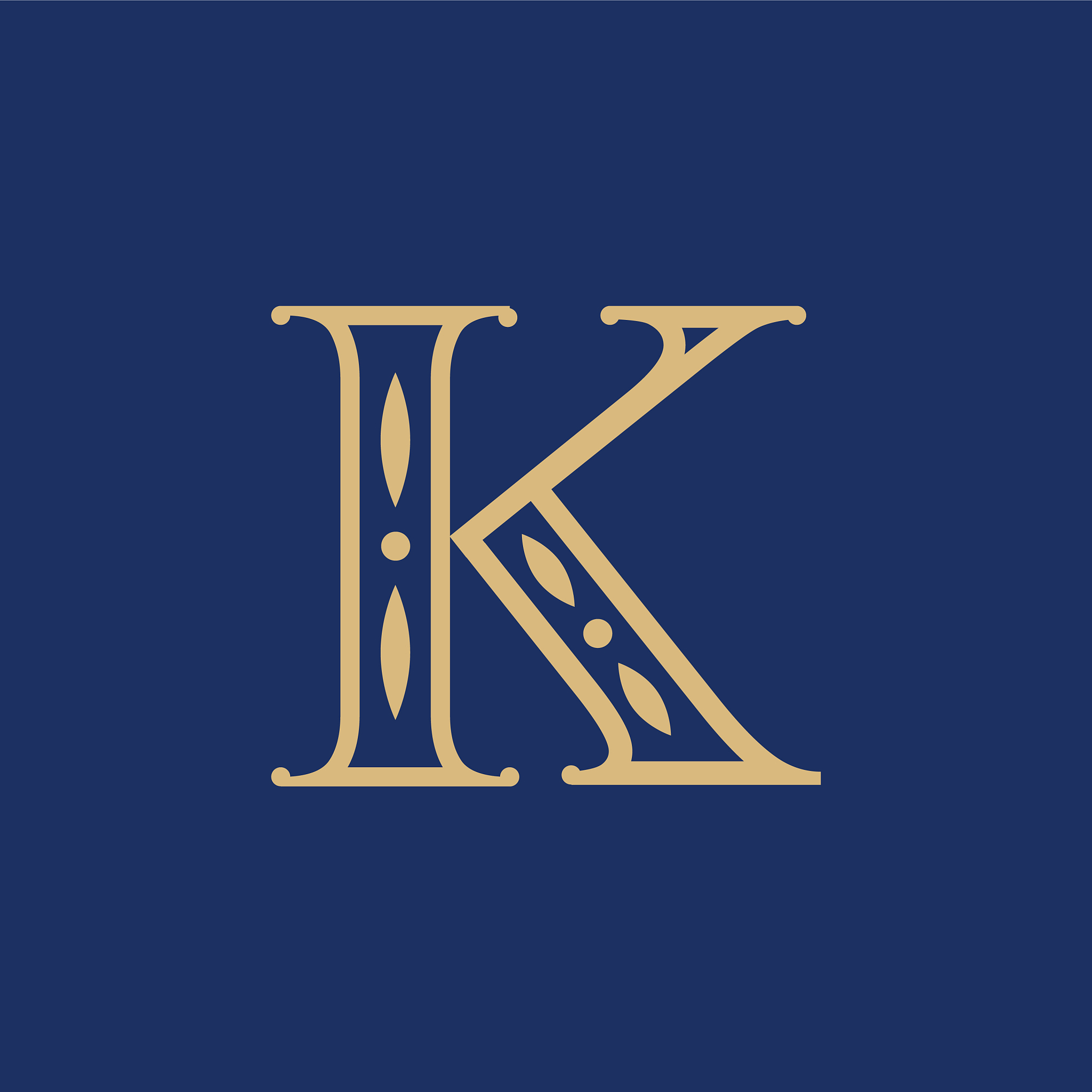 initial k with pillar for logo design template