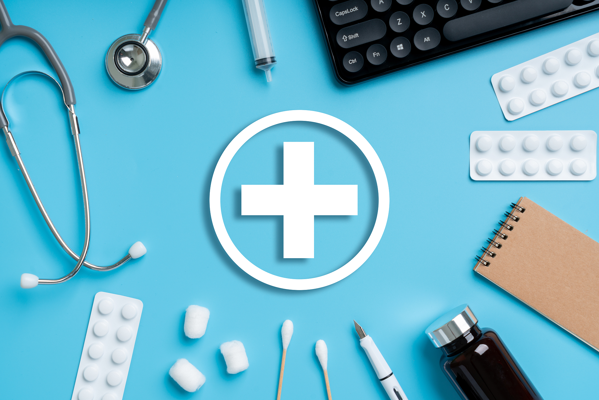 medical icon on blue background