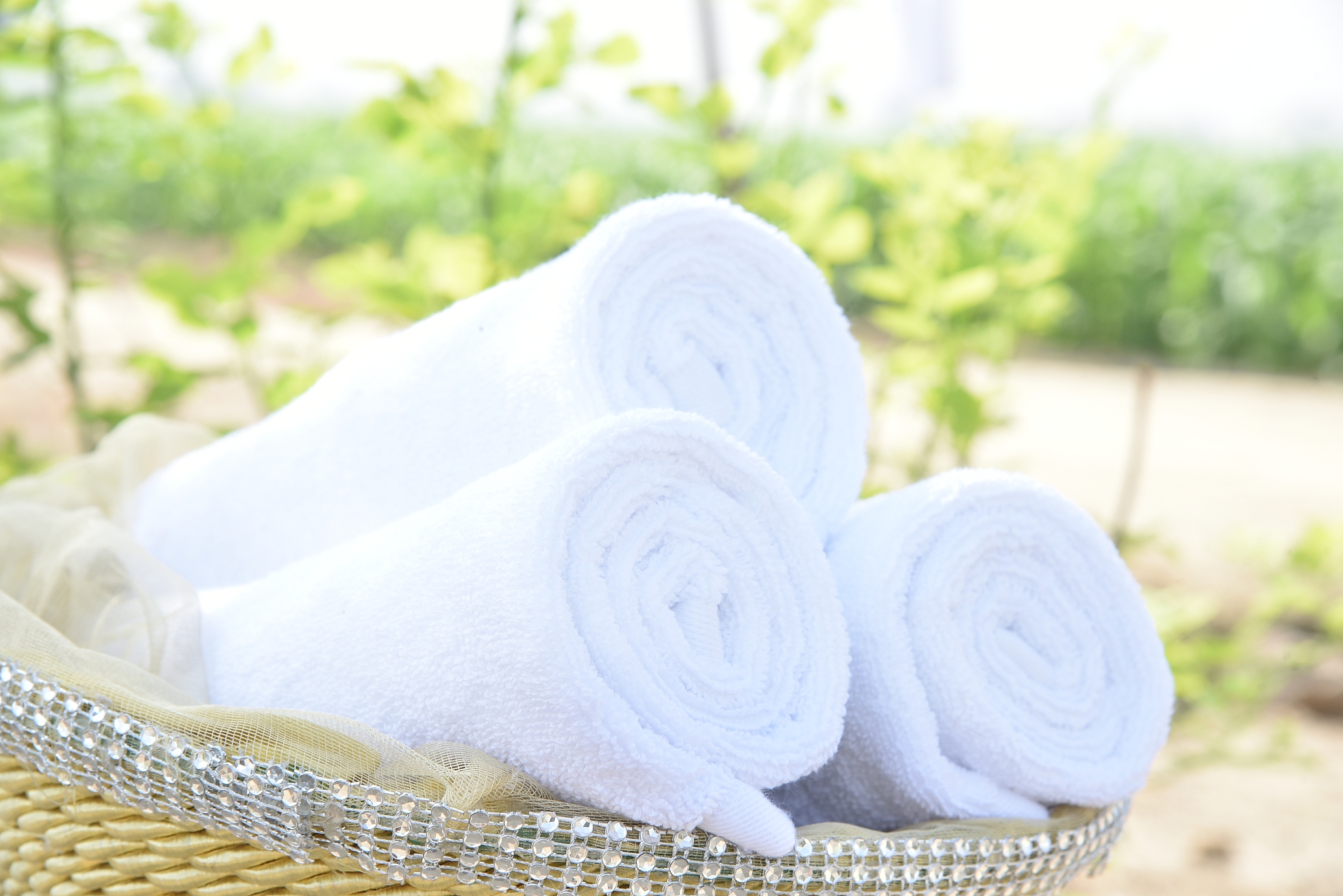 white hotel towel