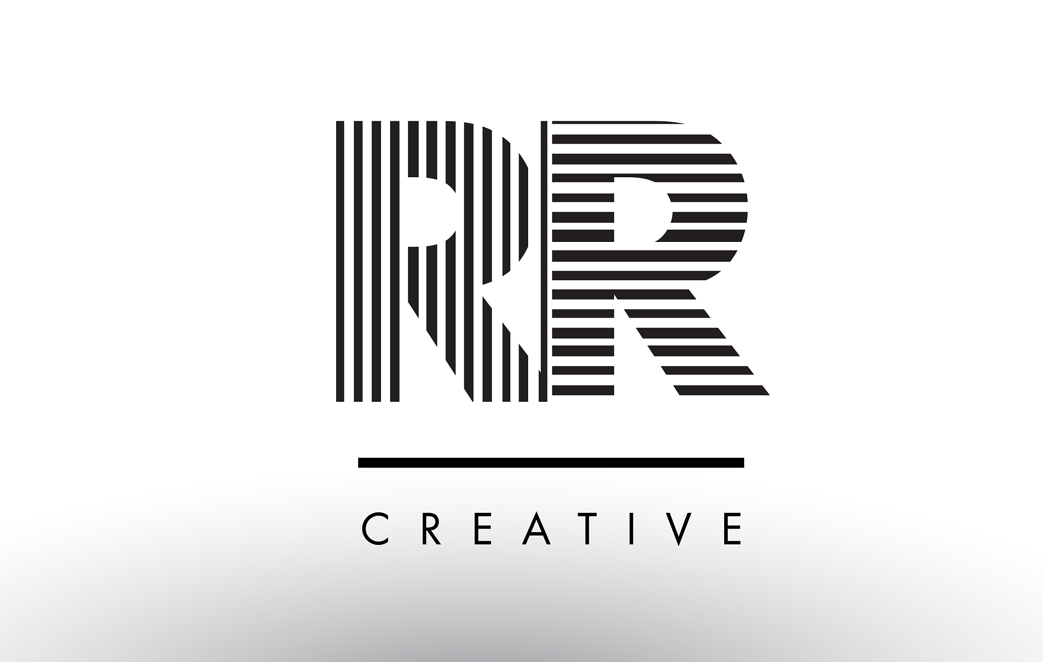 rr r black and white lines letter logo design