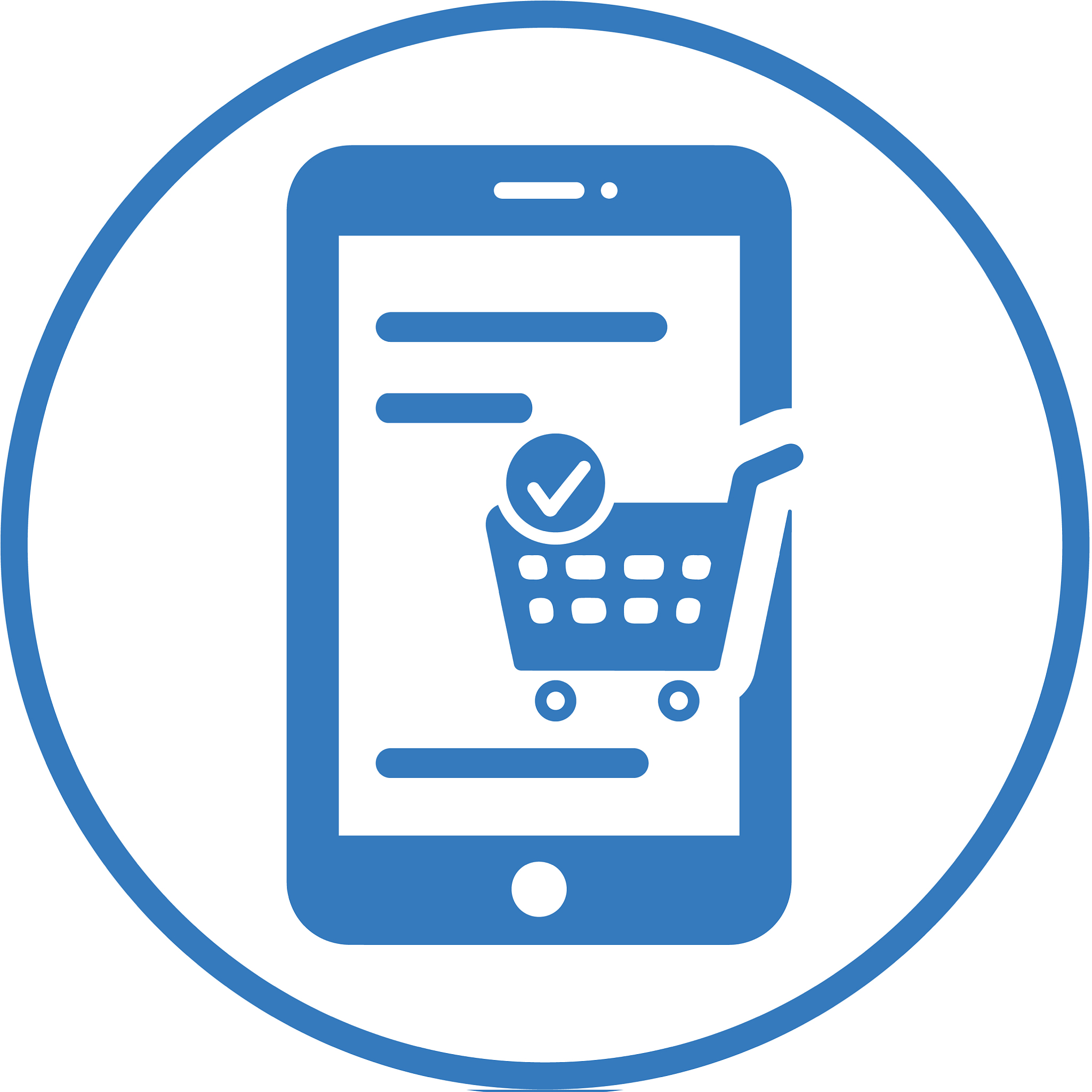 mobile shopping icon blue color