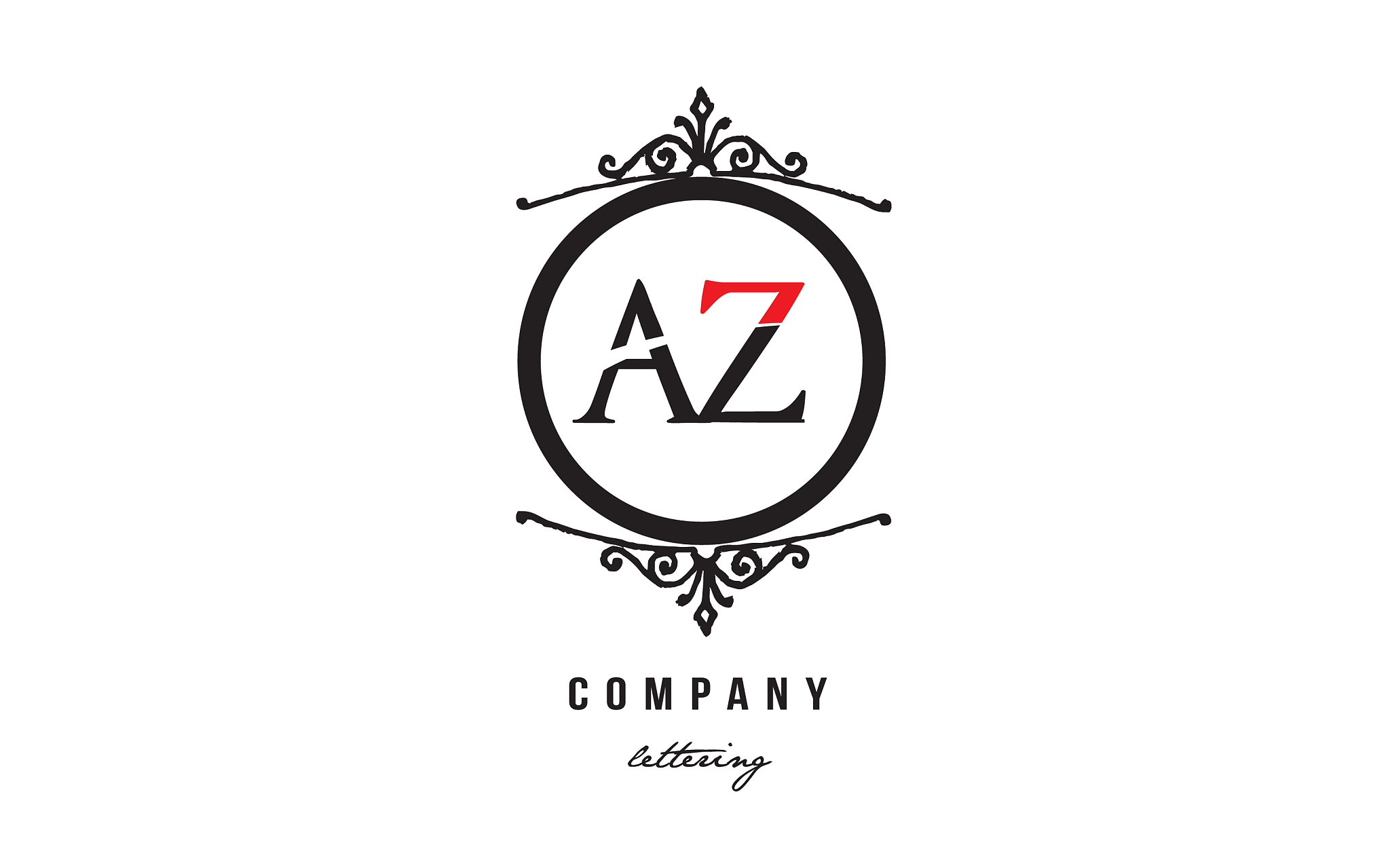 az a z red white black decorative monogram