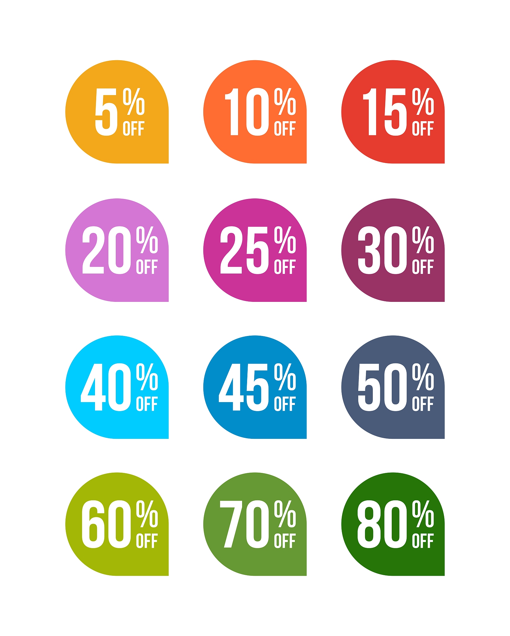 sale off colored badges tag discount symbol retail sticker sign 