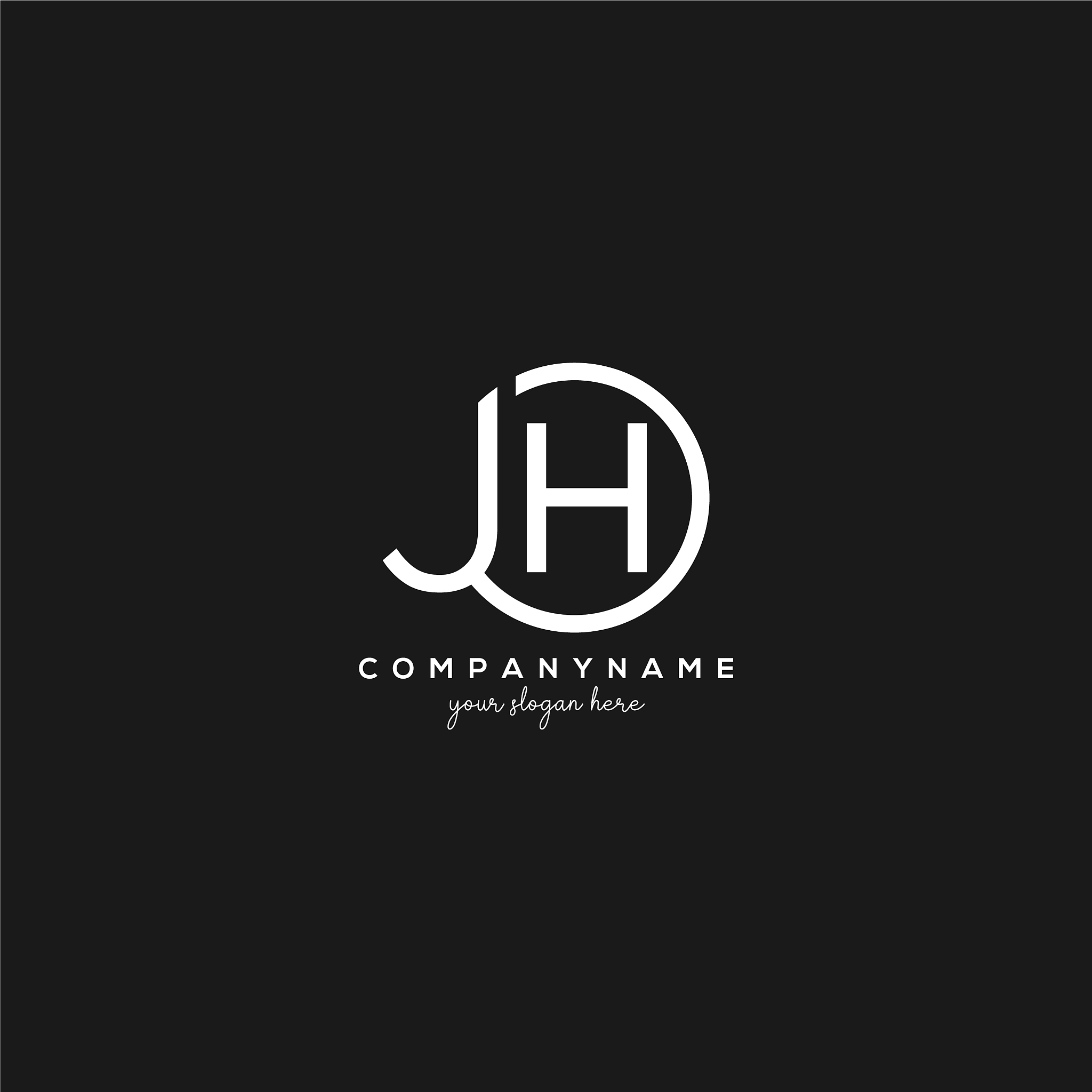 initial jh letter logo with circle template