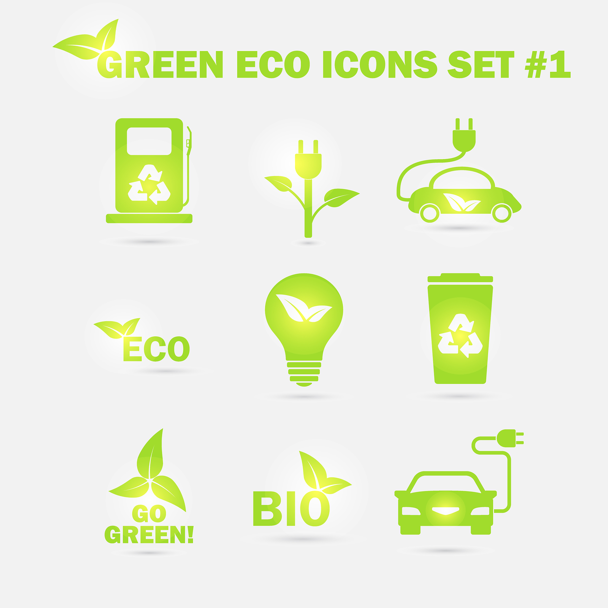 green eco icons set