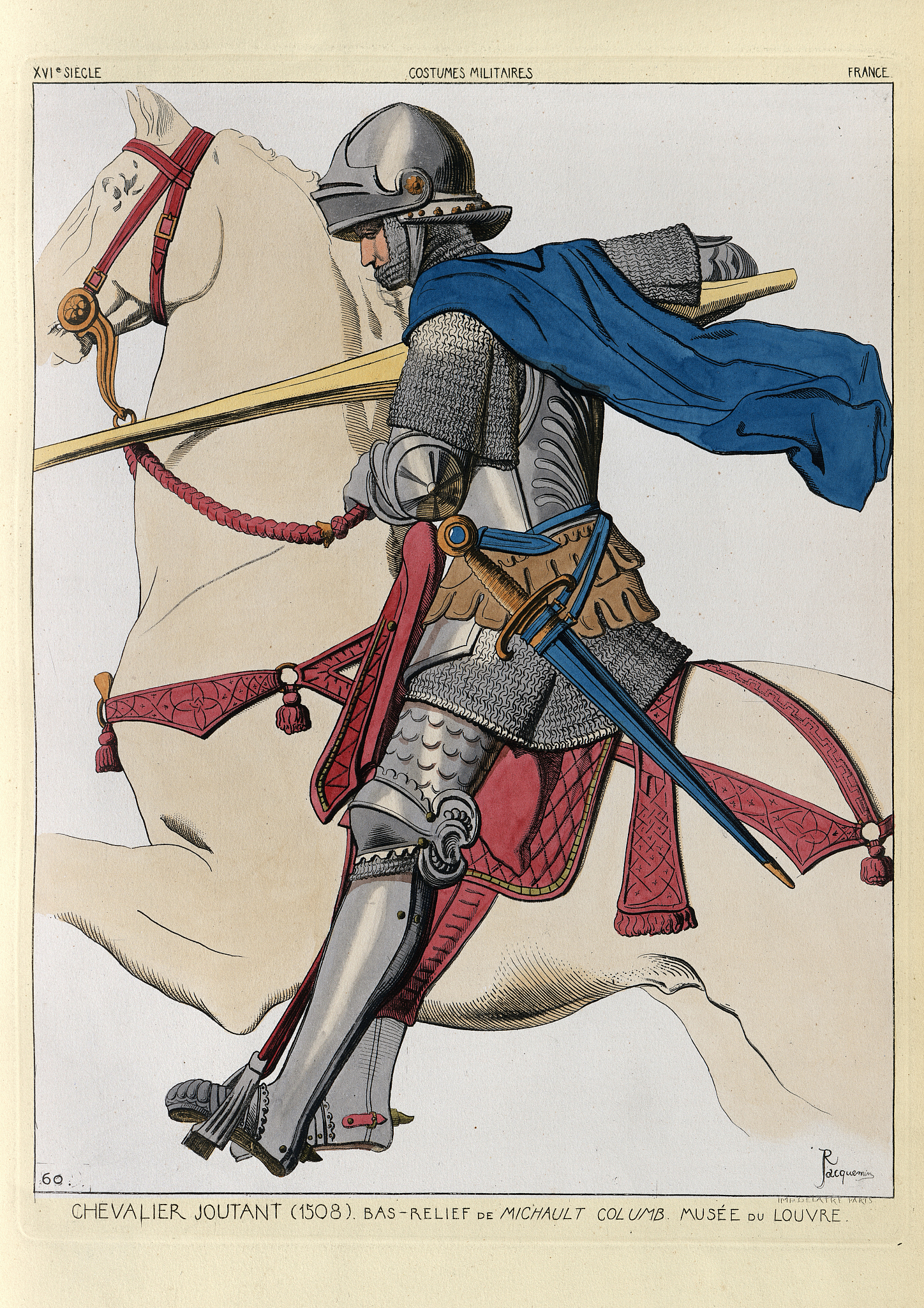 medieval french knight jousting, early 16th century