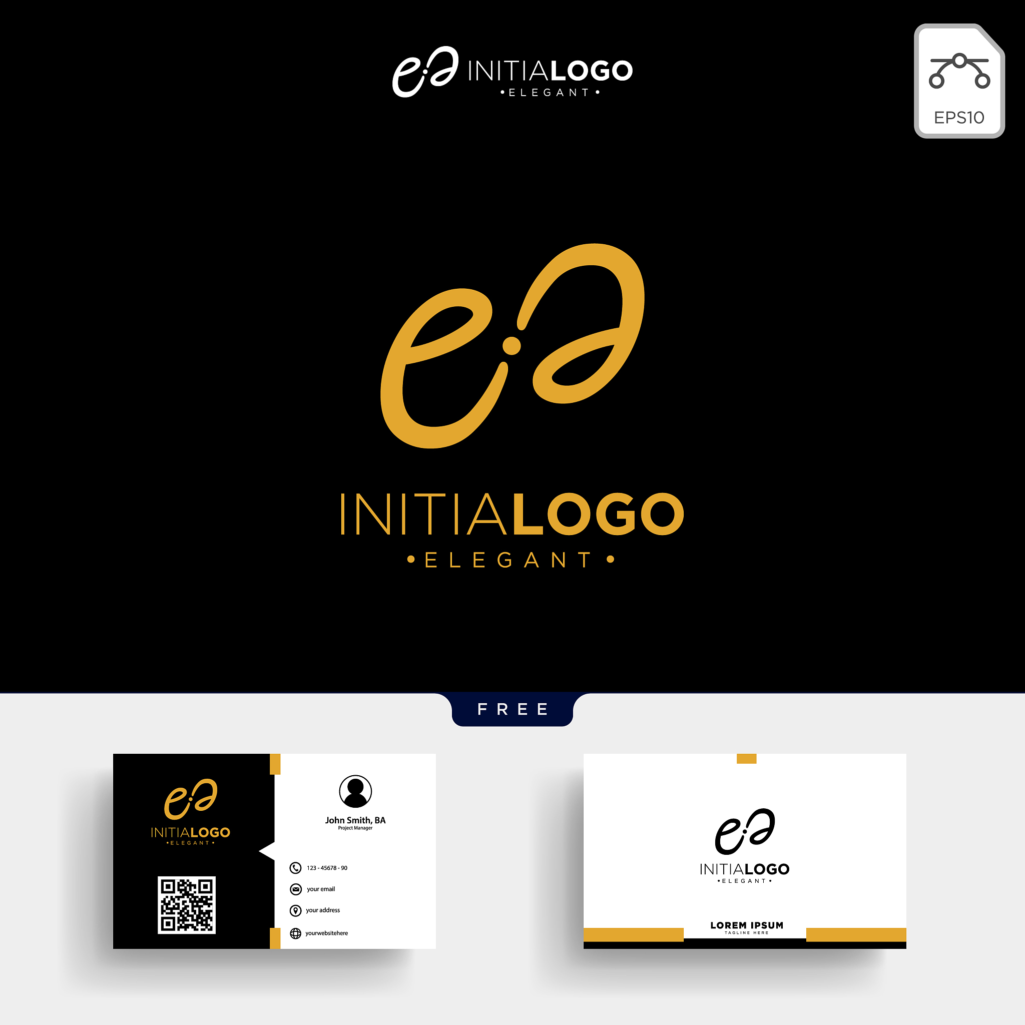 gold luxury initial e logo template and business