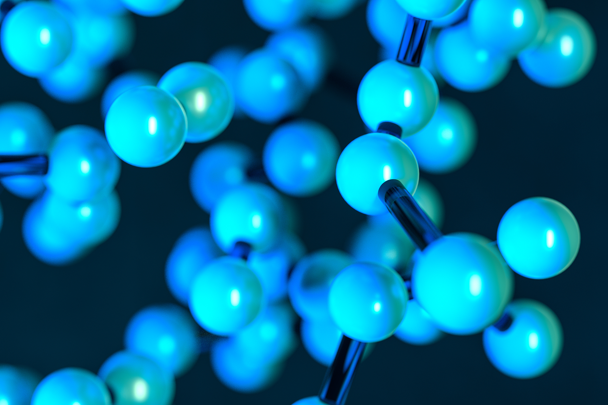 gene lines and nodes, biological gene structure, 3d rendering.