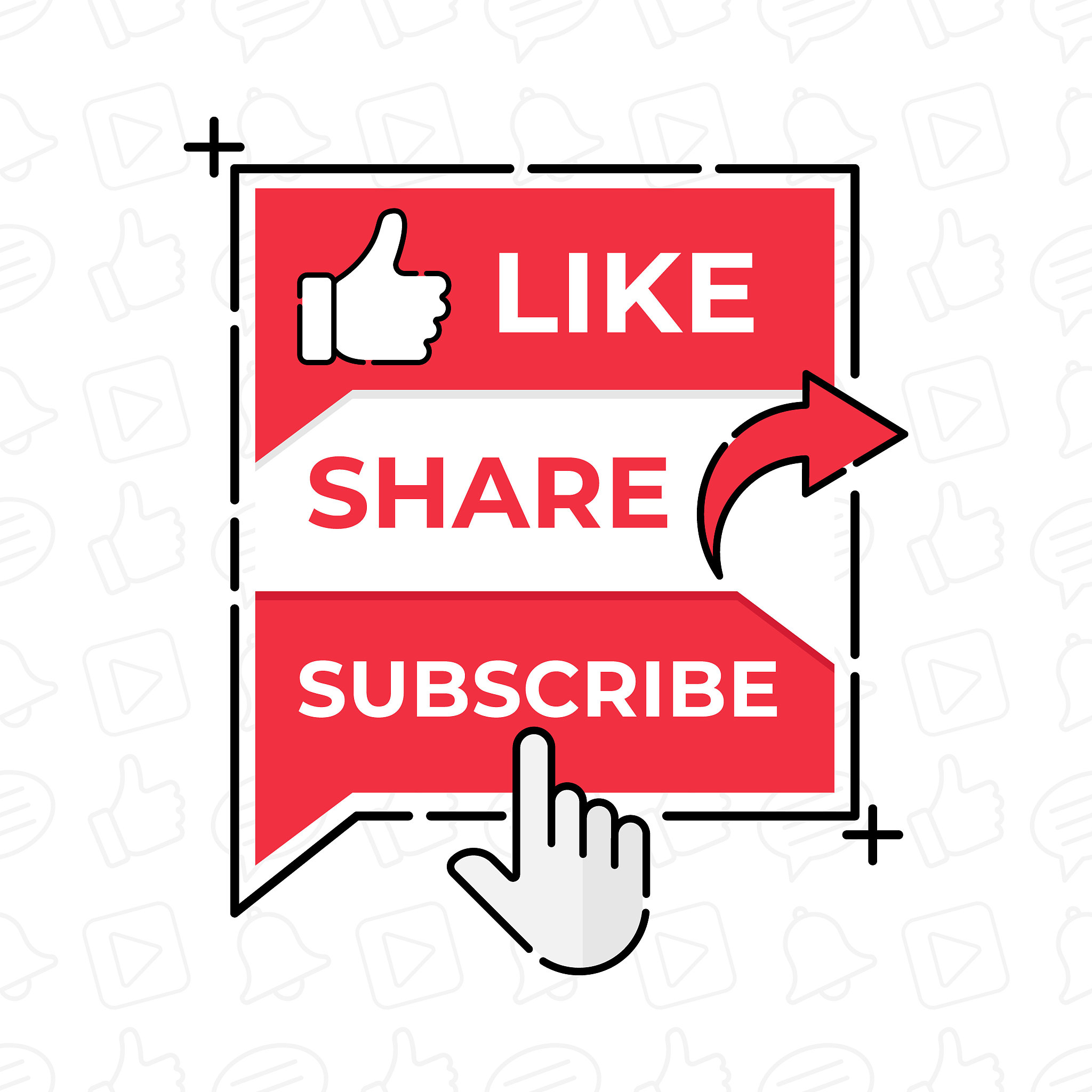 like, share, comment, subscribe and share icon button vector ill