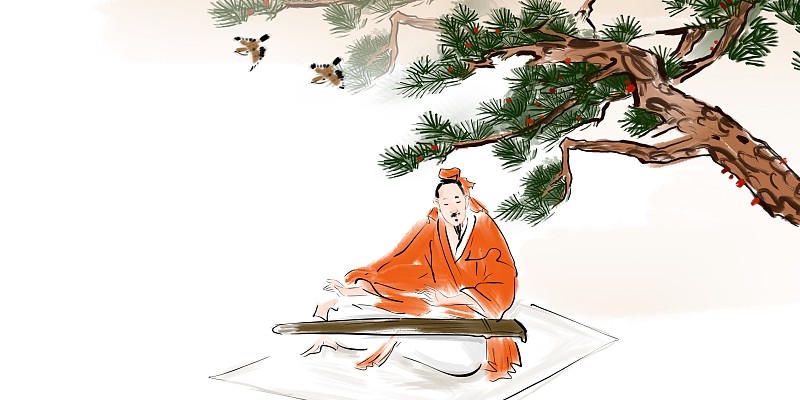 中国风著名诗人文学插画