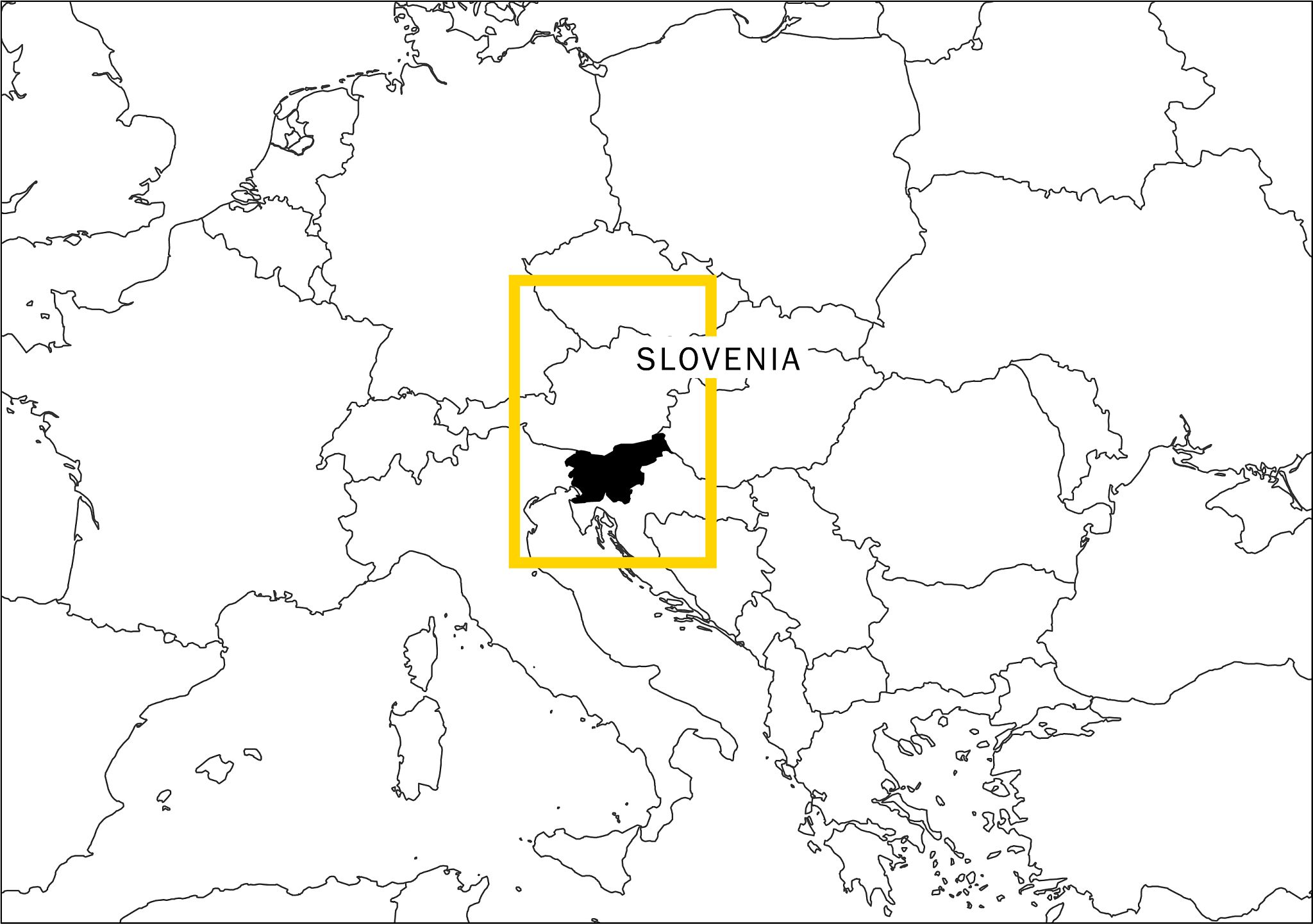 slovenia map yellow frame geography national