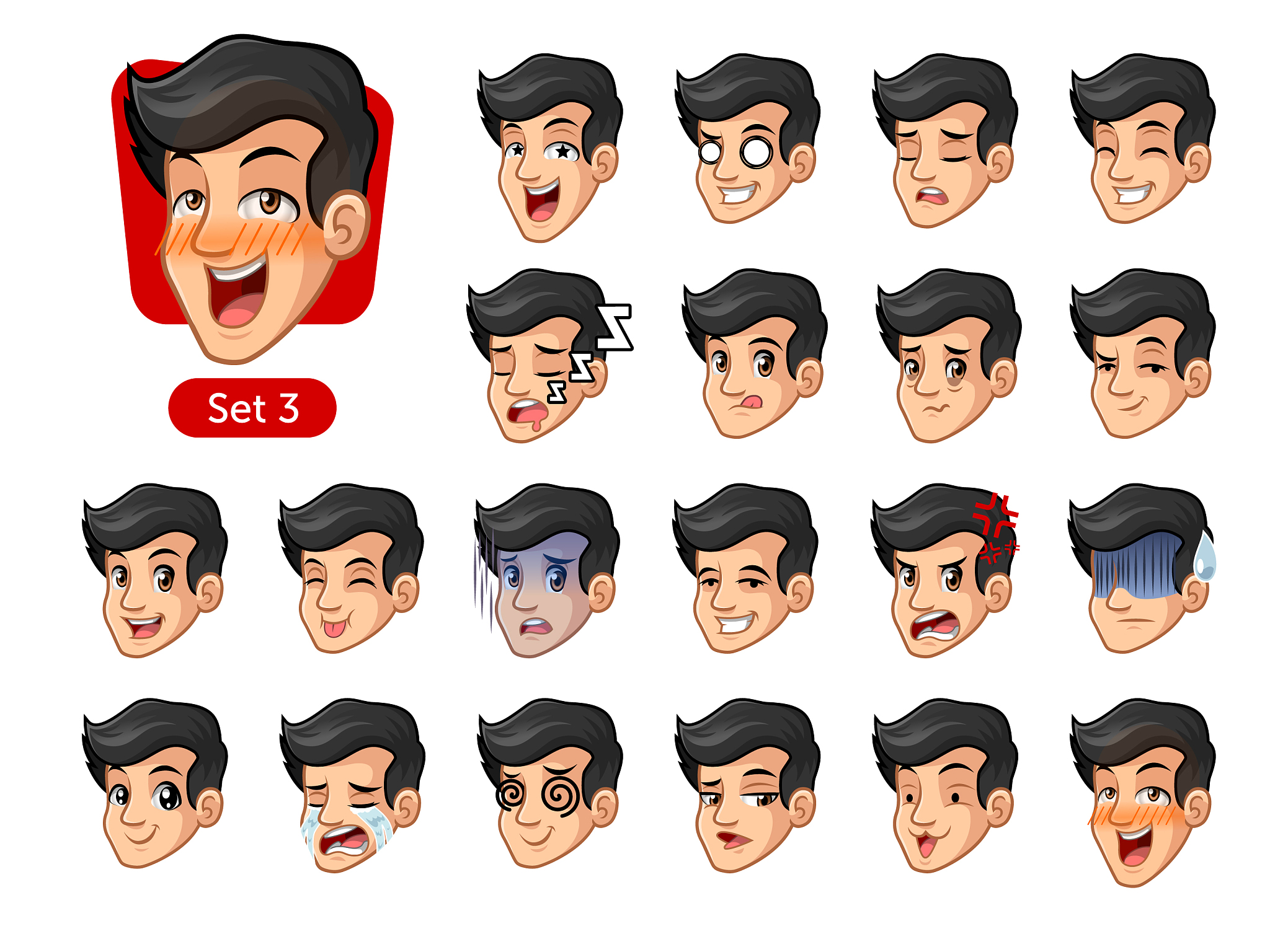 the third set of male facial emotions