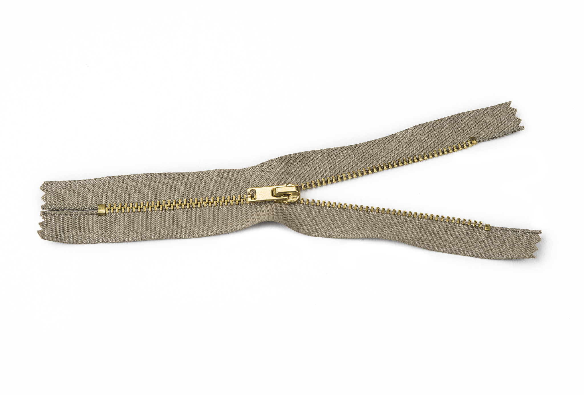 metal zip open or closed on the white background