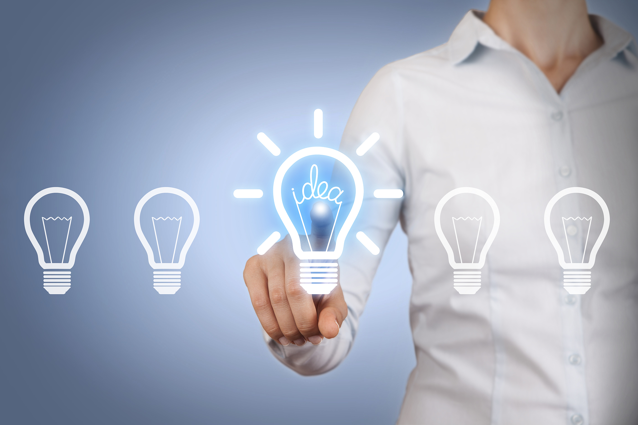 idea light bulb on touch screen