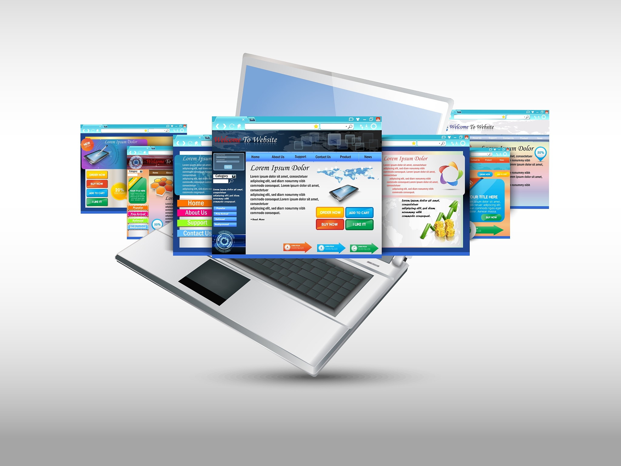 laptop with of template website