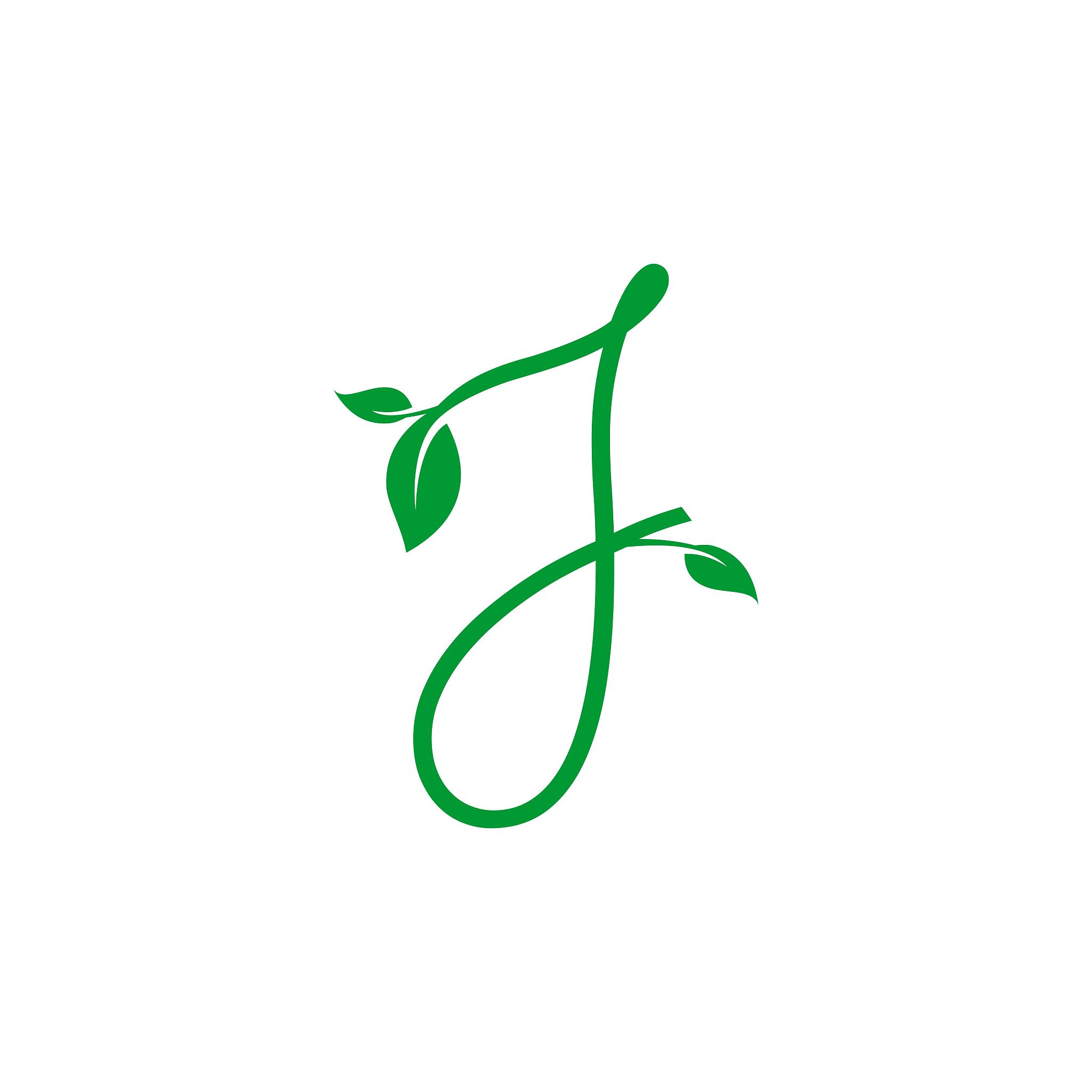 letter j sign/symbol concept, nature green leaf symbol, initials