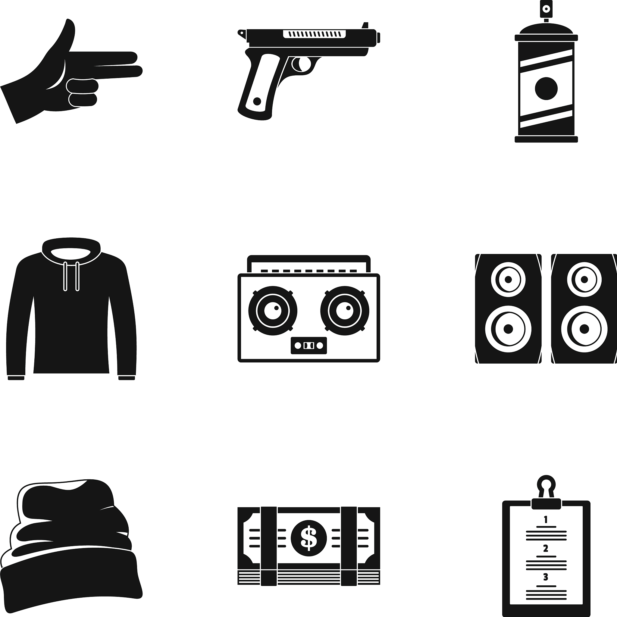 street rap icon set simple style