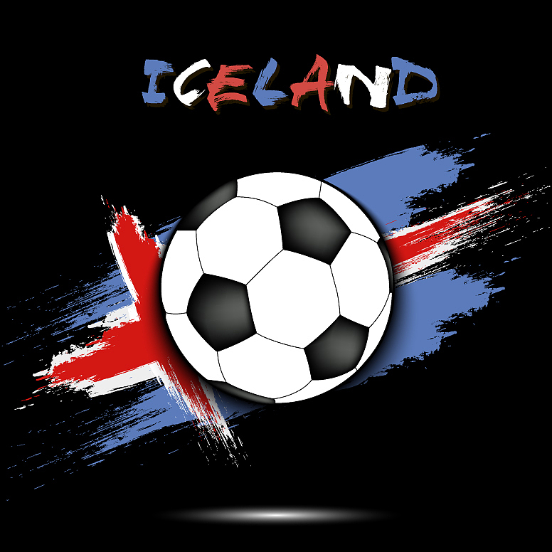 soccer ball and iceland flag