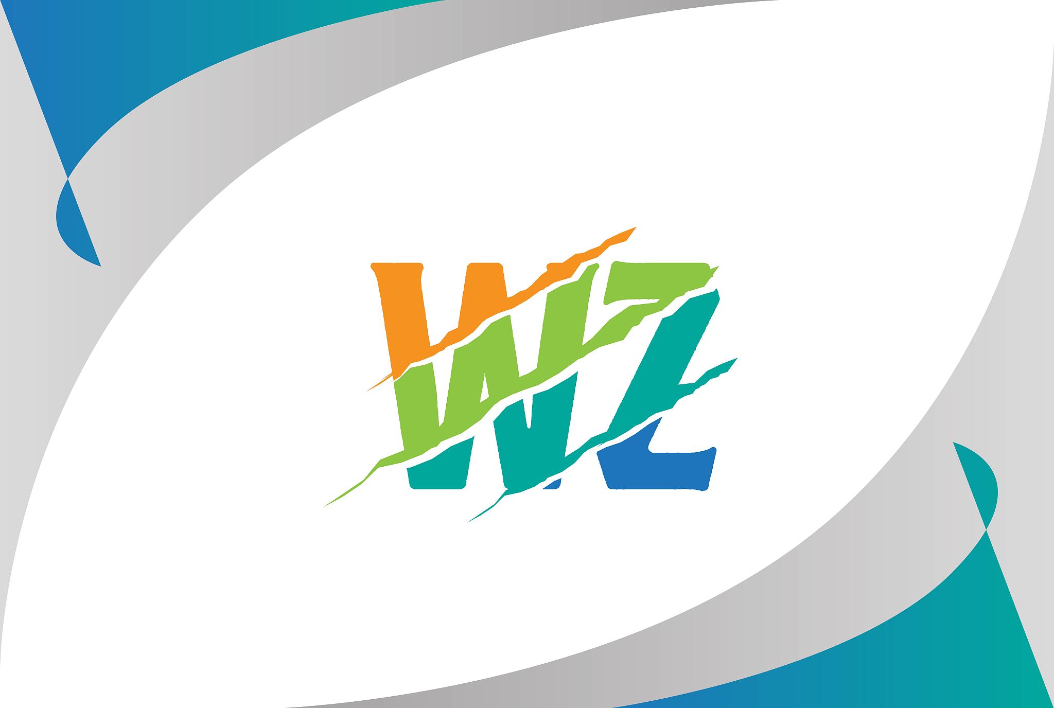 orange green blue wz letter template logo design with scratch ef