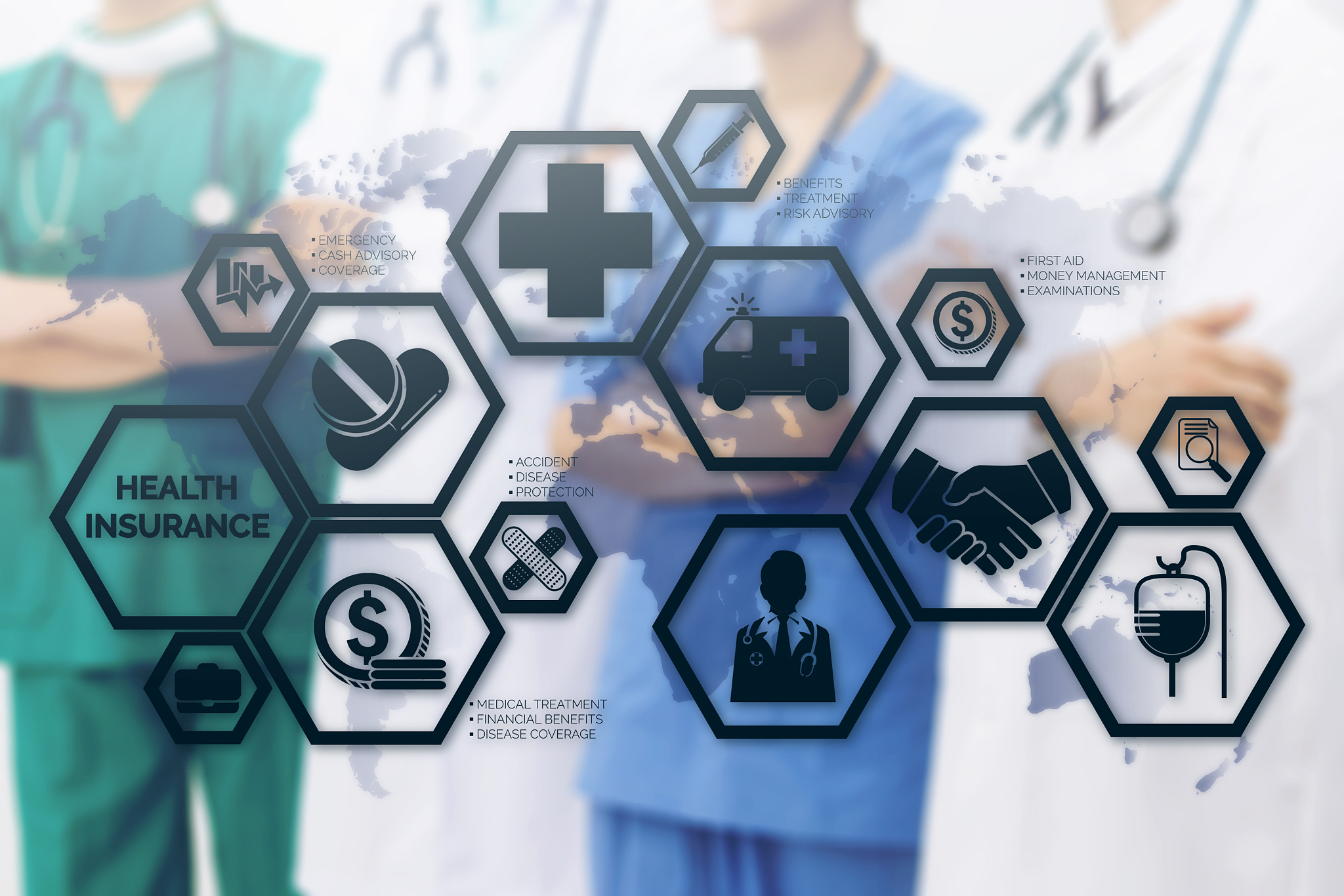 doctor with health insurance modern interface icon
