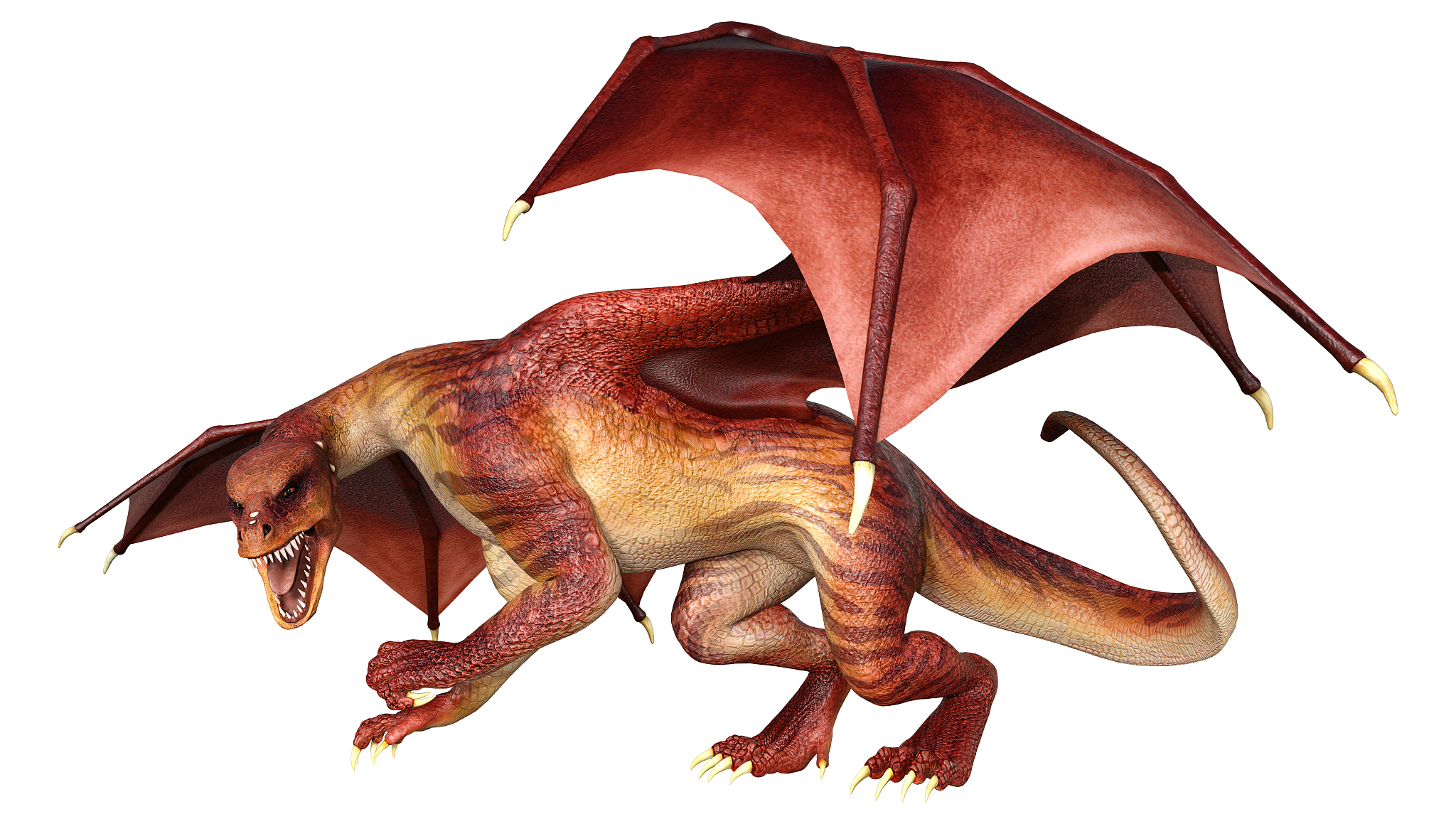 3d illustration fantasy dragon on white