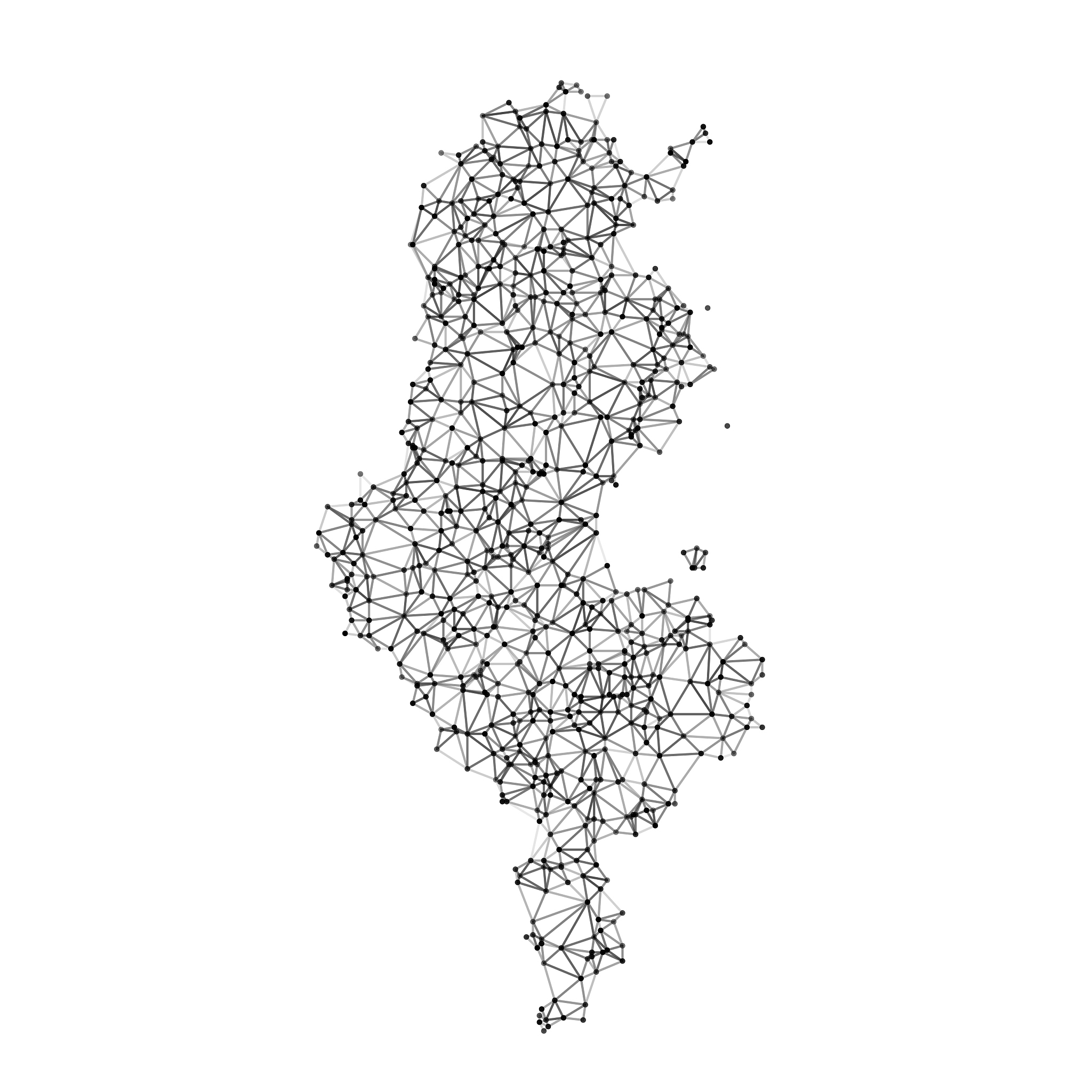 tunisia map network black and white