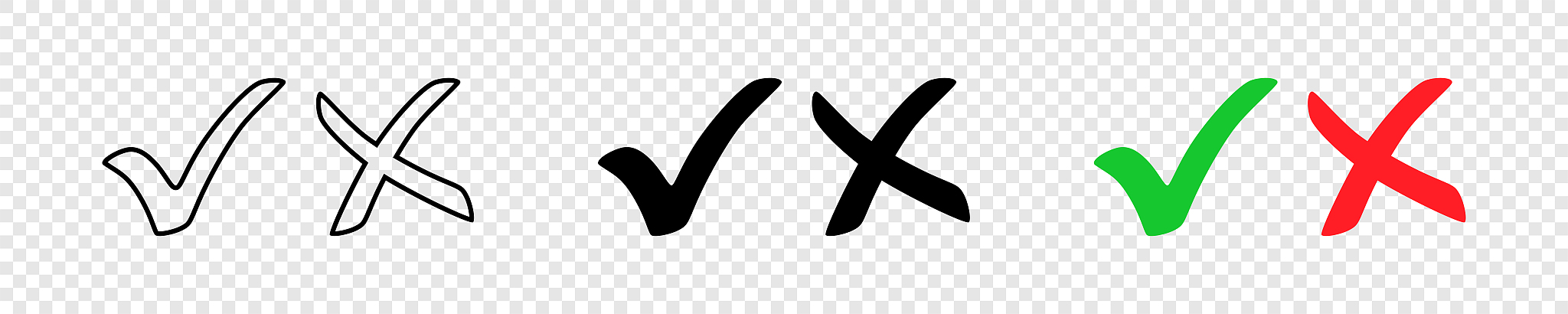 check mark symbol. check mark flat icons. check mark with cross.
