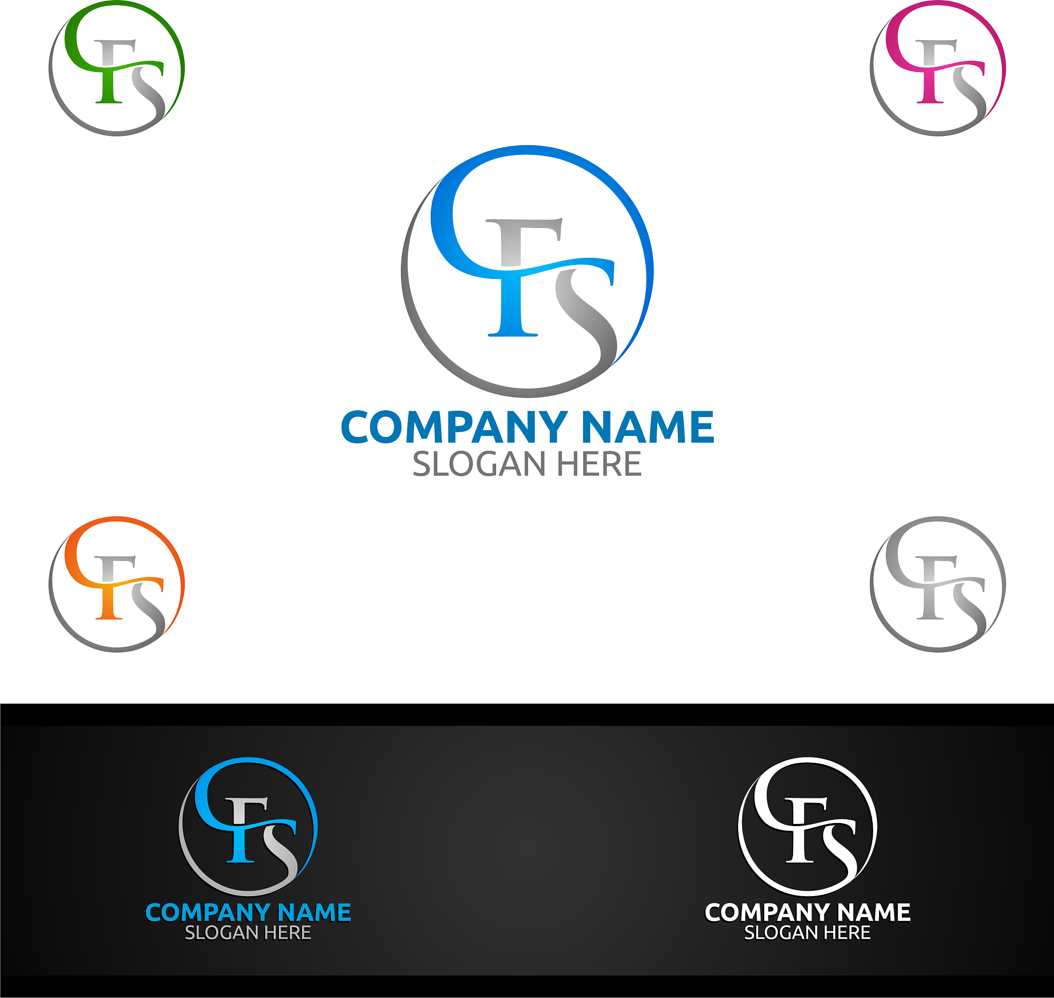 letter f s for digital logo marketing financial