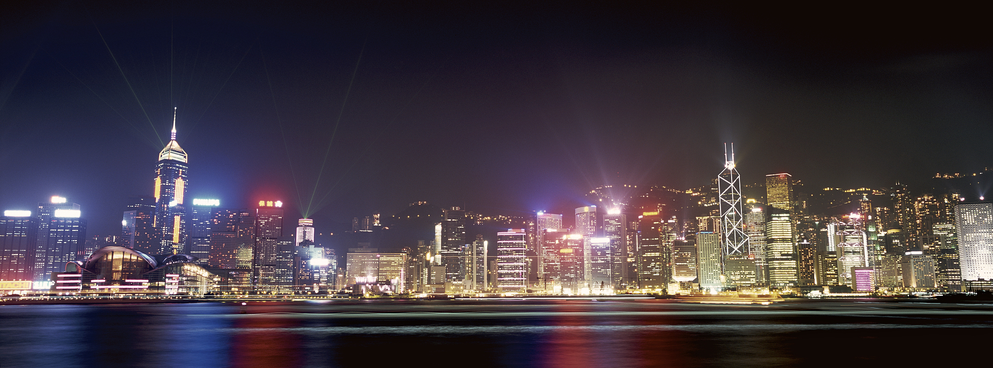 view of hong kong harbour by night