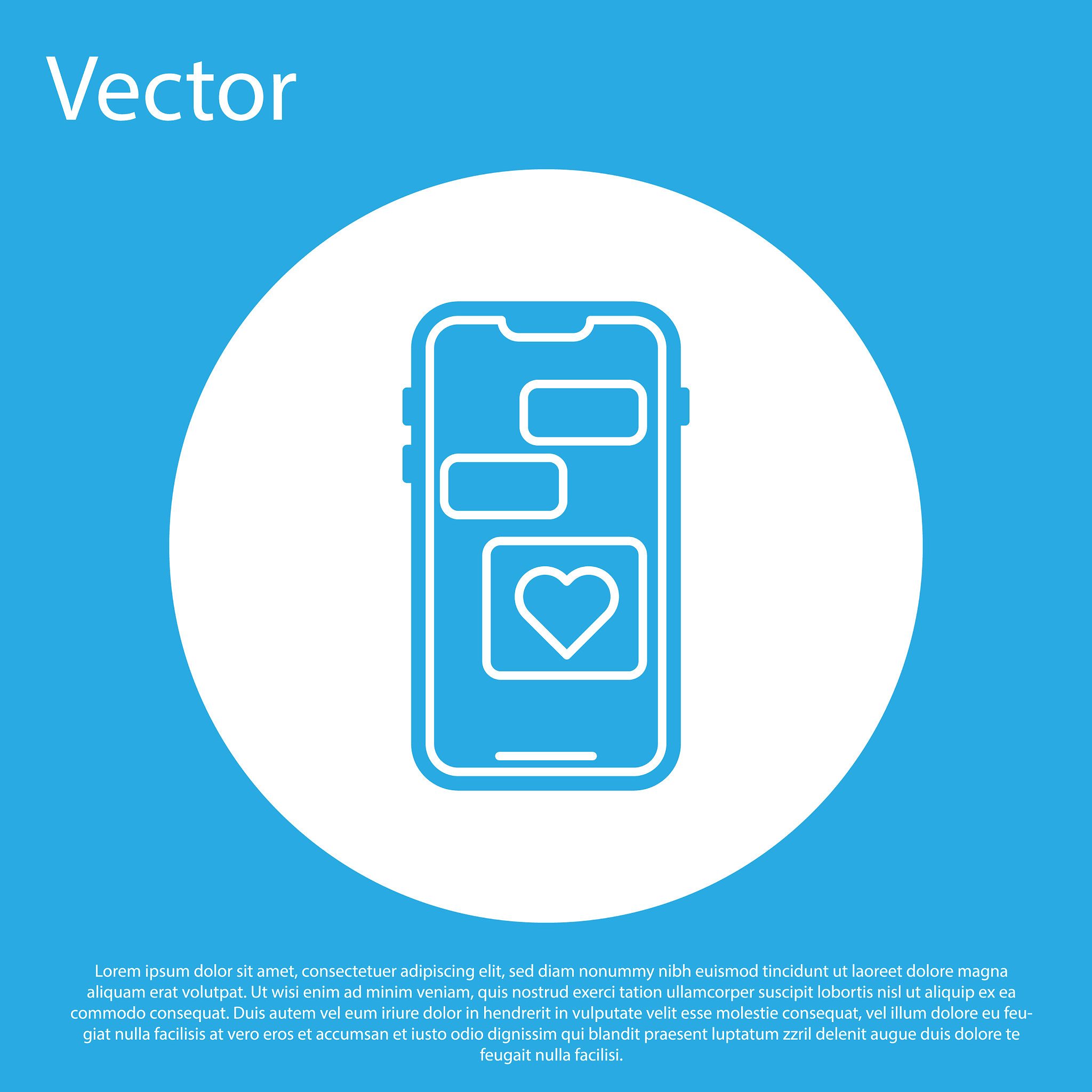 blue mobile phone with heart icon isolated on