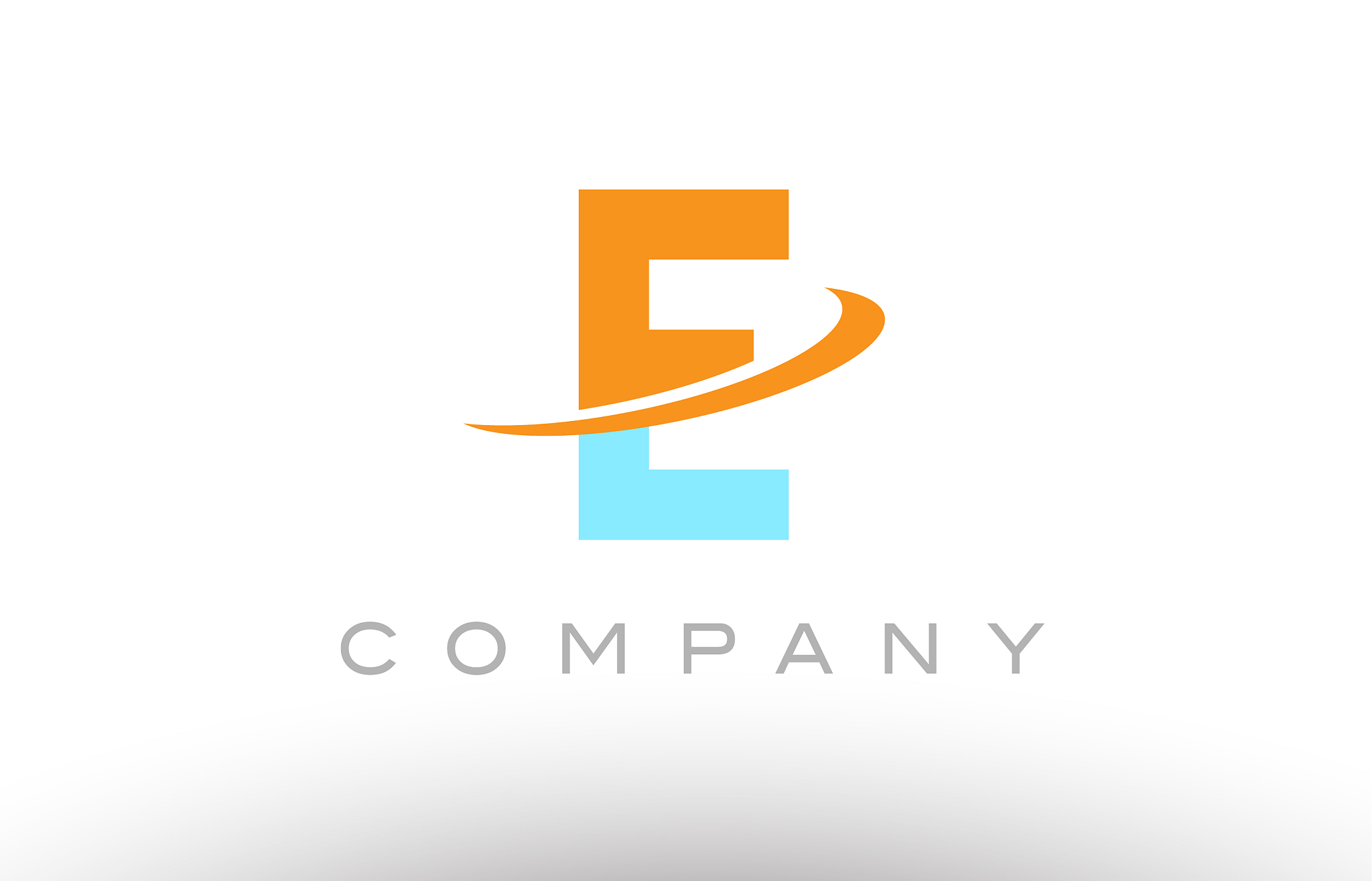 e orange blue logo icon alphabet design