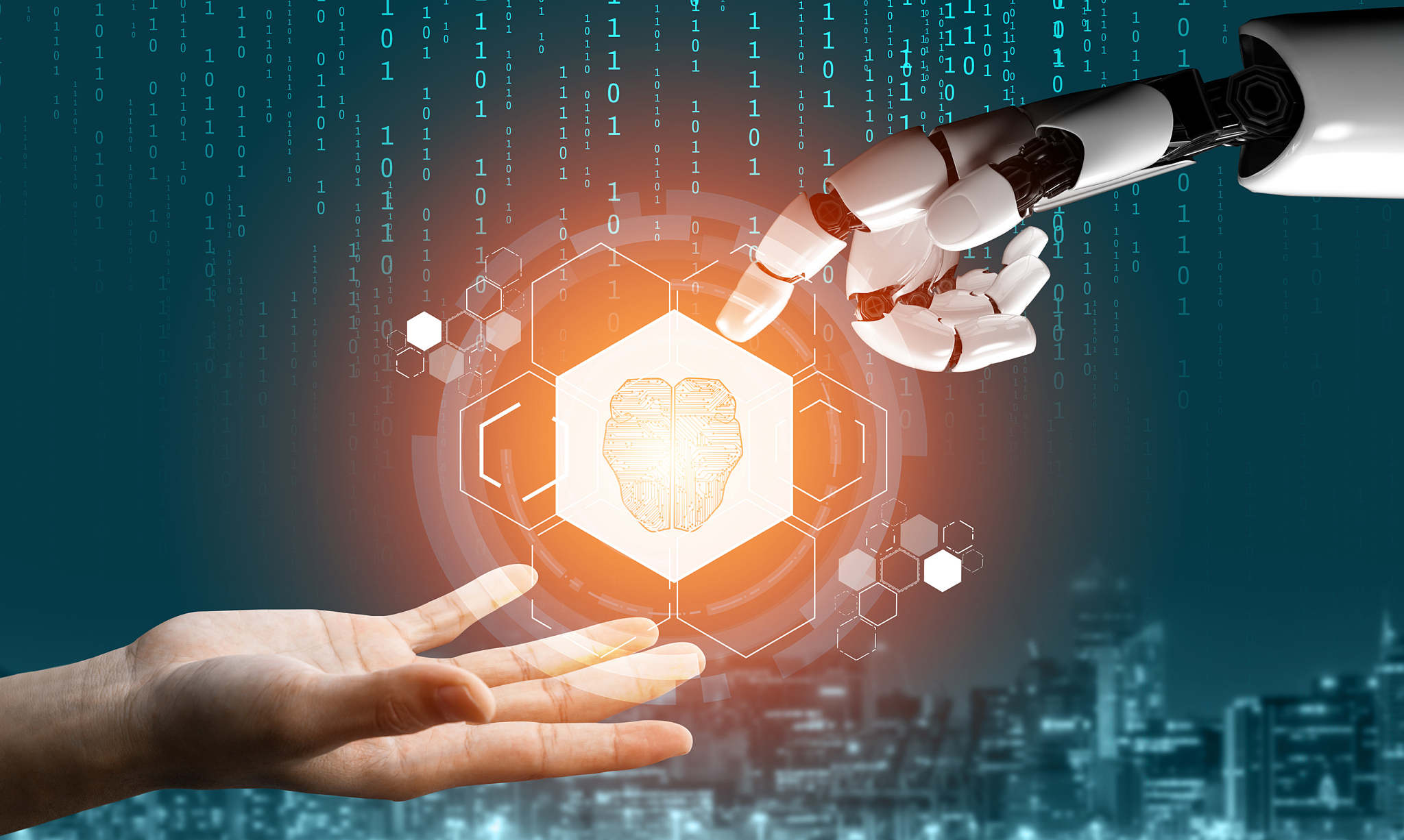 futuristic robot artificial intelligence concept.