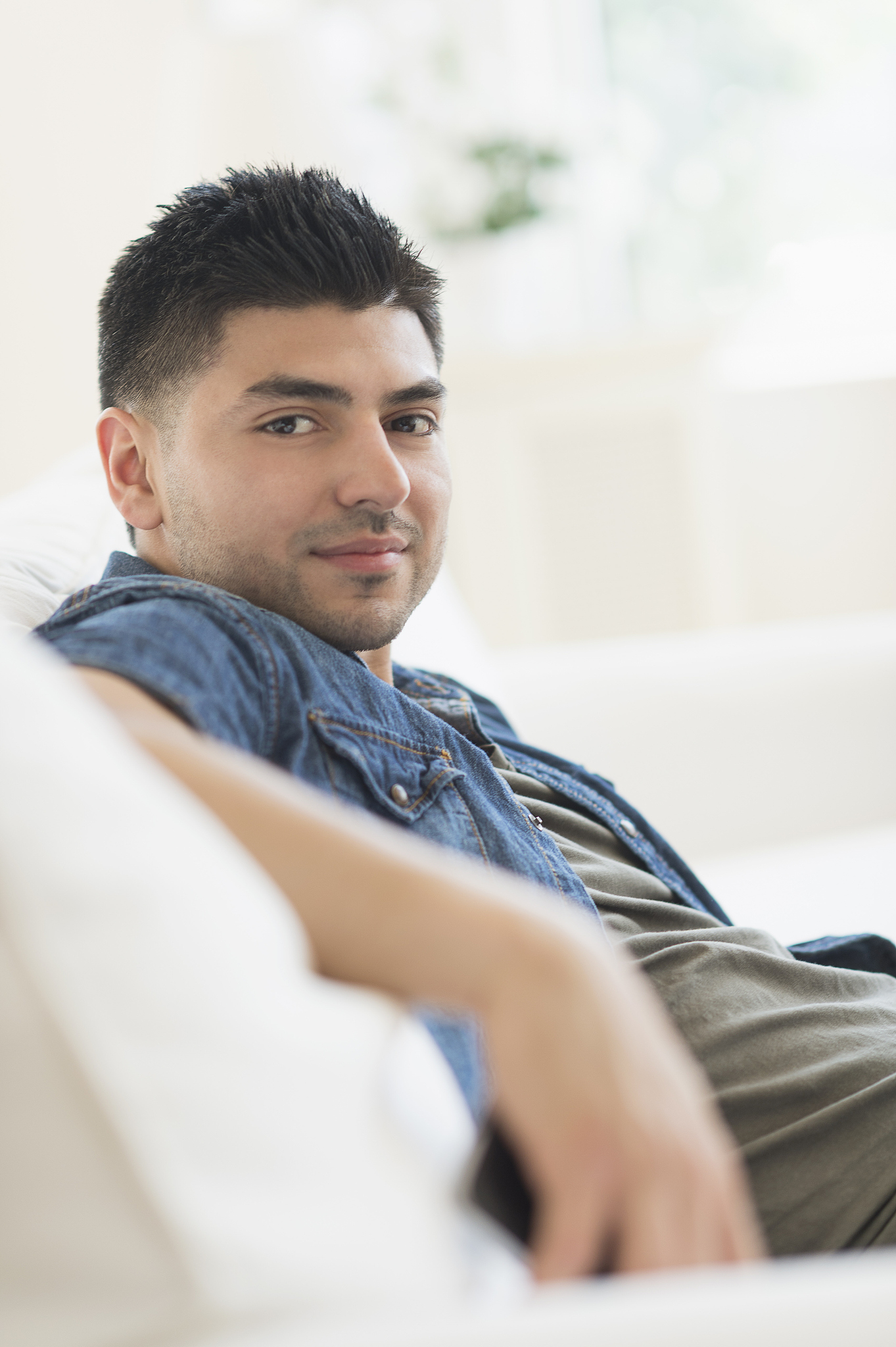 usa, new jersey, jersey city, portrait of smiling young man
