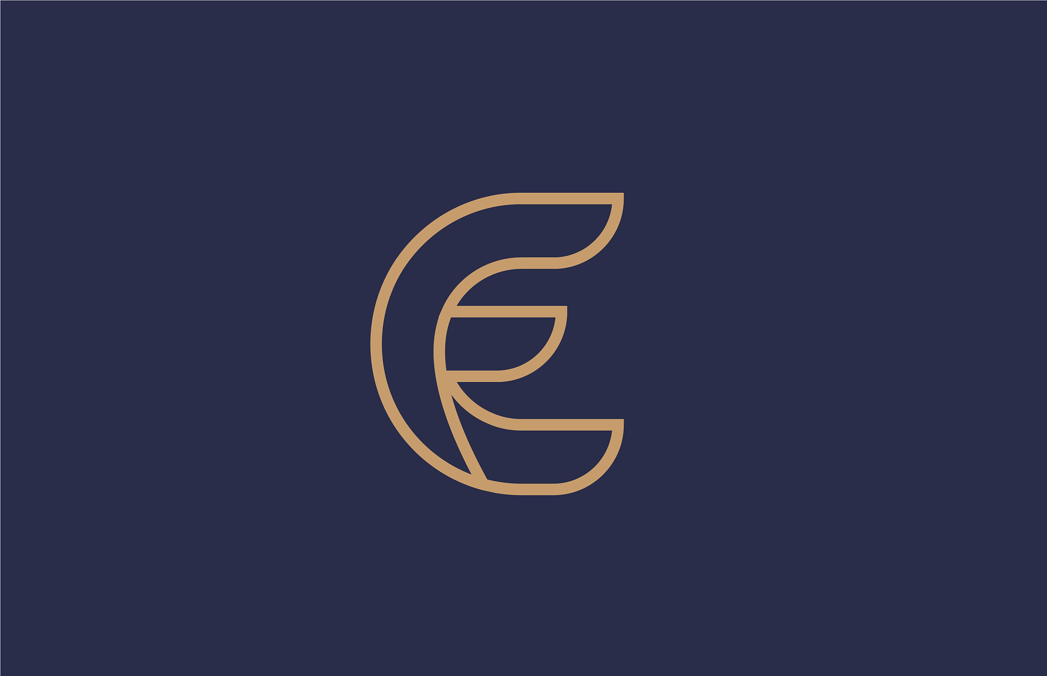 brown blue line alphabet letter e logo company